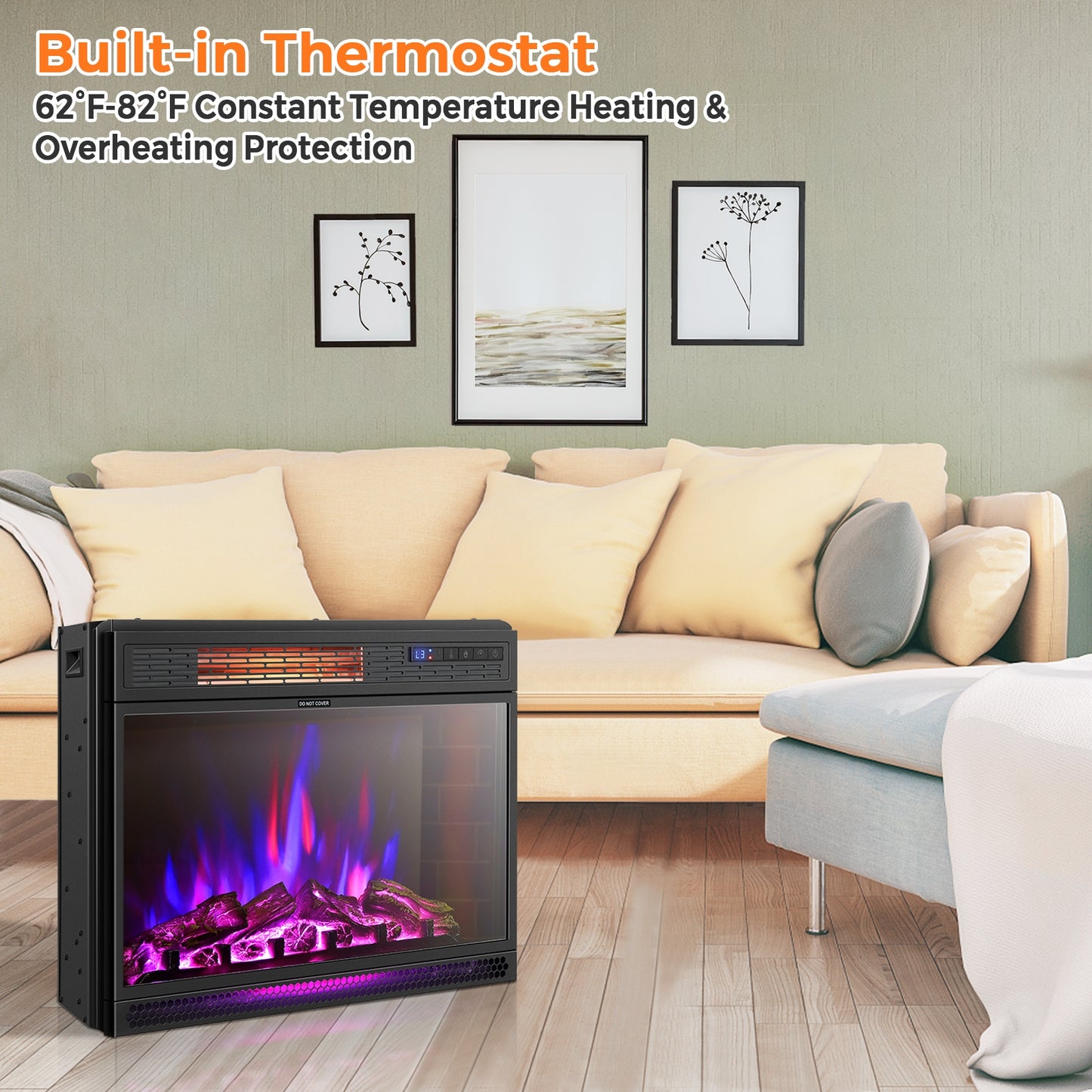 25 Inch Recessed Electric Fireplace Heater