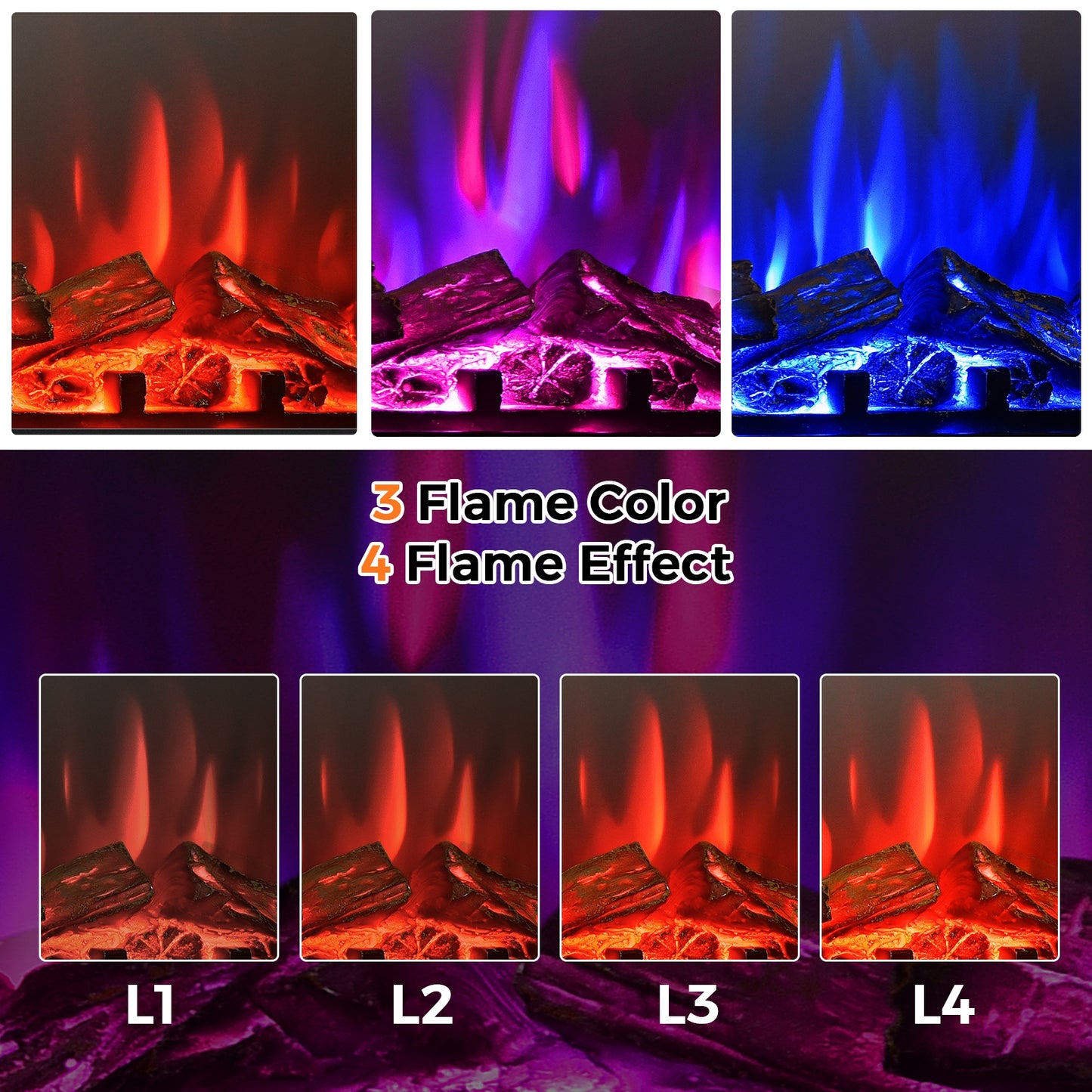 25 Inch Recessed Electric Fireplace Heater