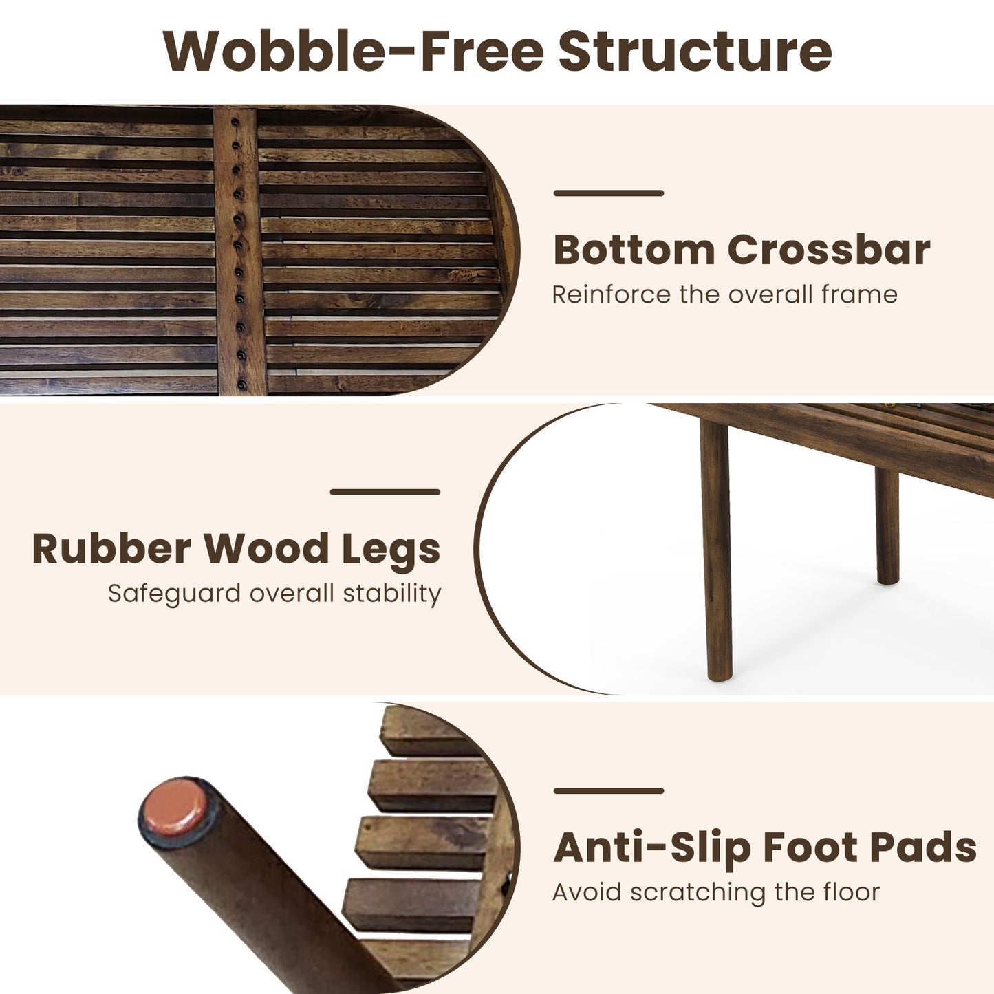 Rustic Slatted Wood Coffee Table for Living Room and Reception Area