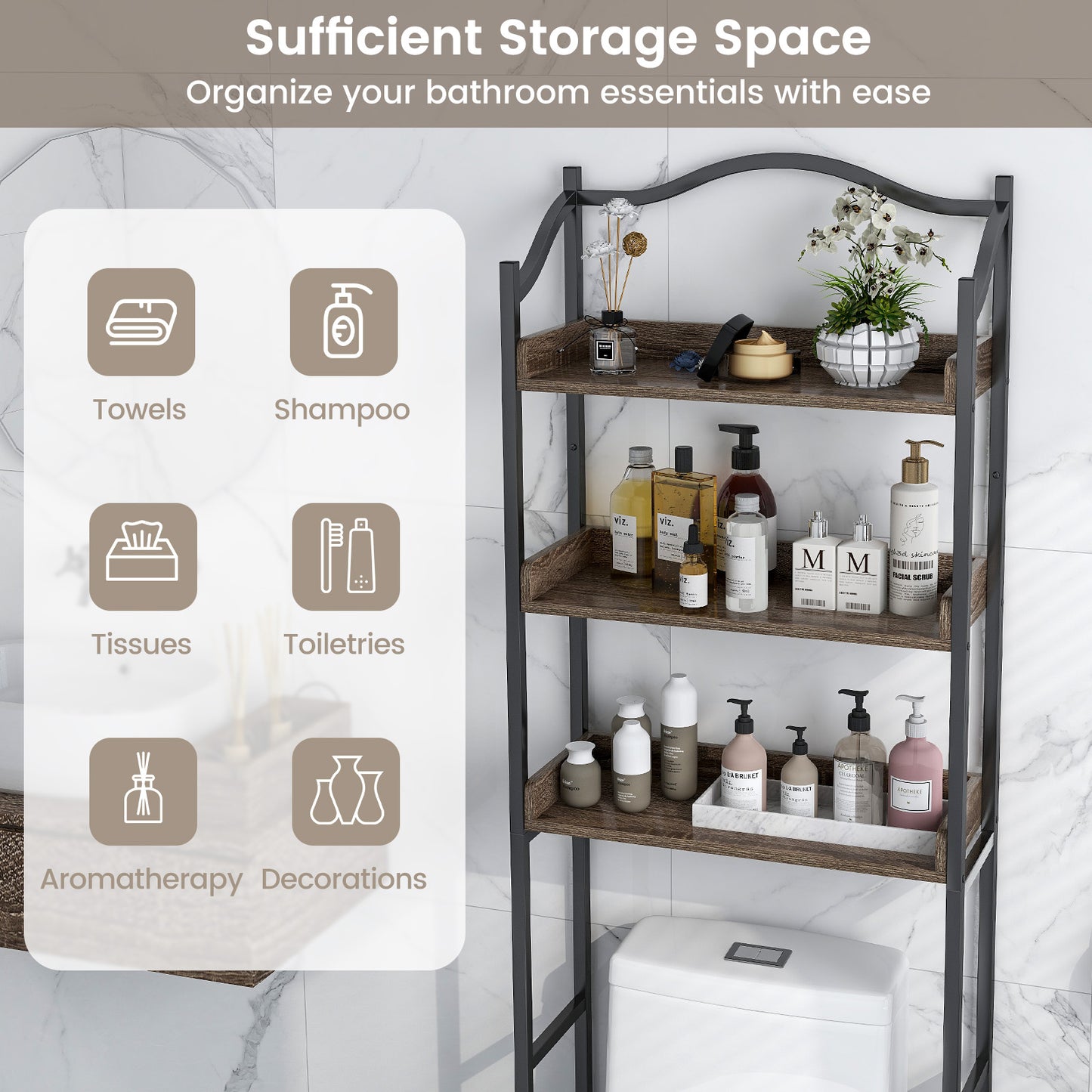 3 Tier Over-The-Toilet Storage Organizer