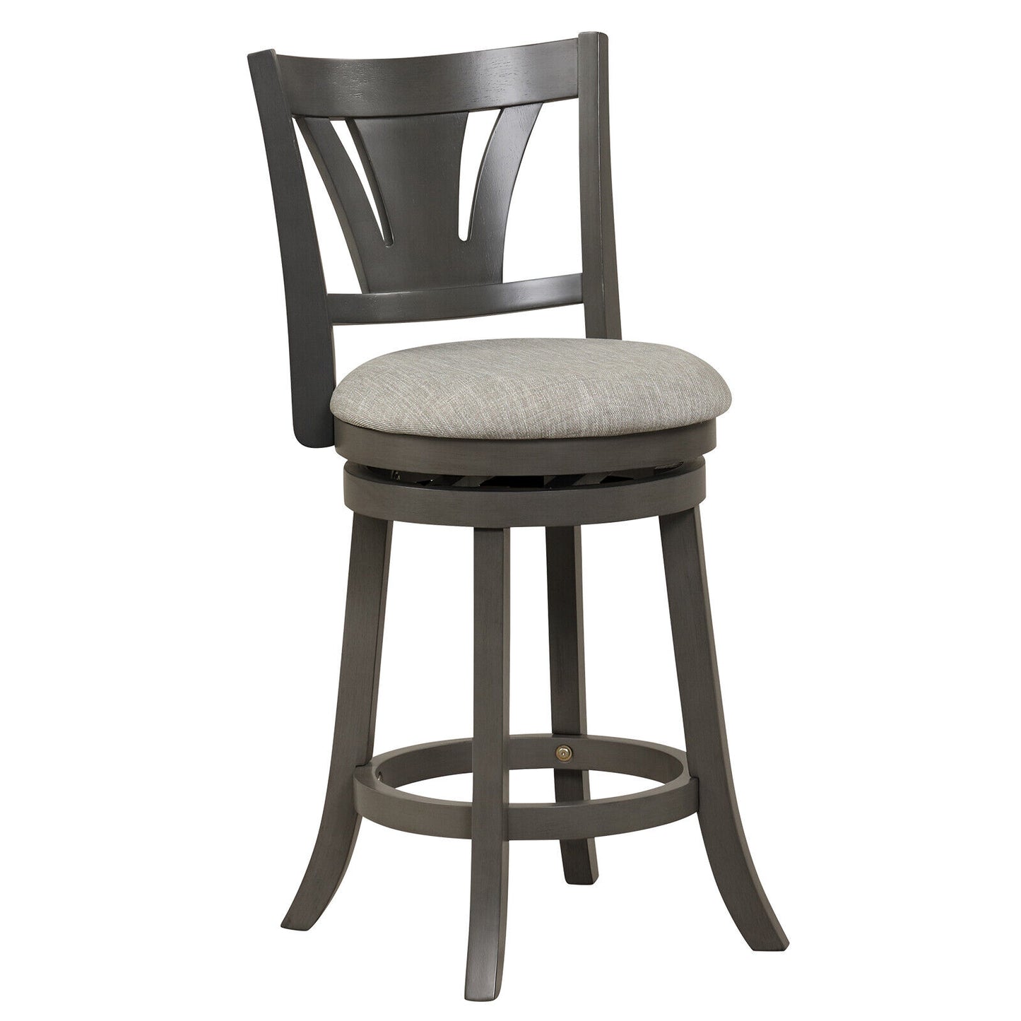 360° Swivel Bar Stool with Soft Cushioned Seat Backrest and Footrest - 26.5 Inch