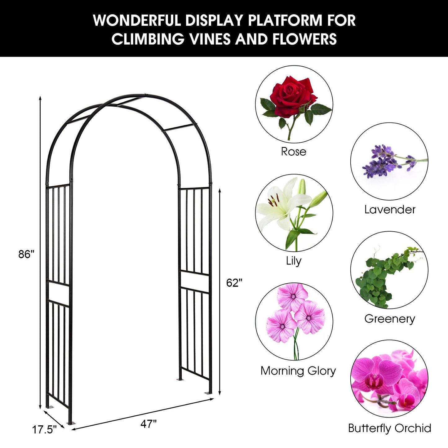7.2 Foot Garden Arch for Climbing Plants and Outdoor Decor