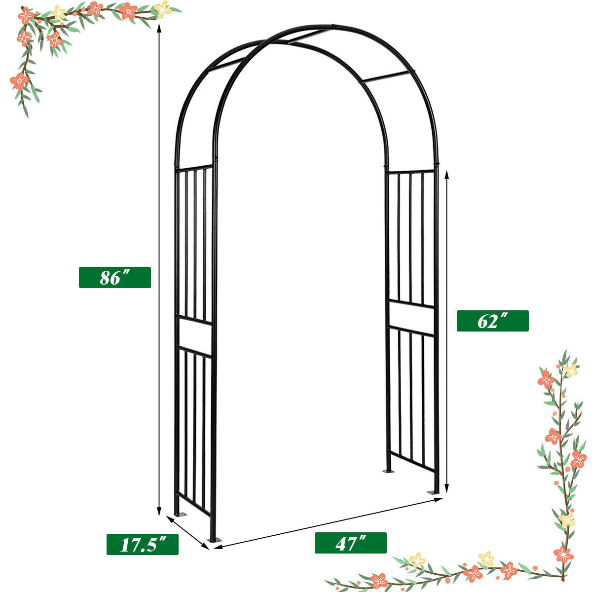 7.2 Foot Garden Arch for Climbing Plants and Outdoor Decor