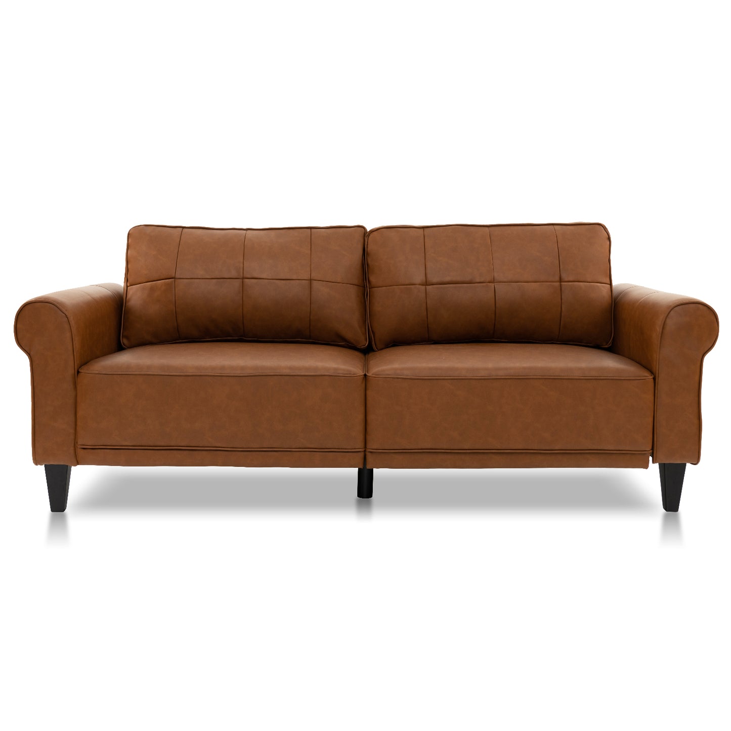 Upholstered 3-Seater PU Leather Sofa with Removable Back Pillows and Tufted Design