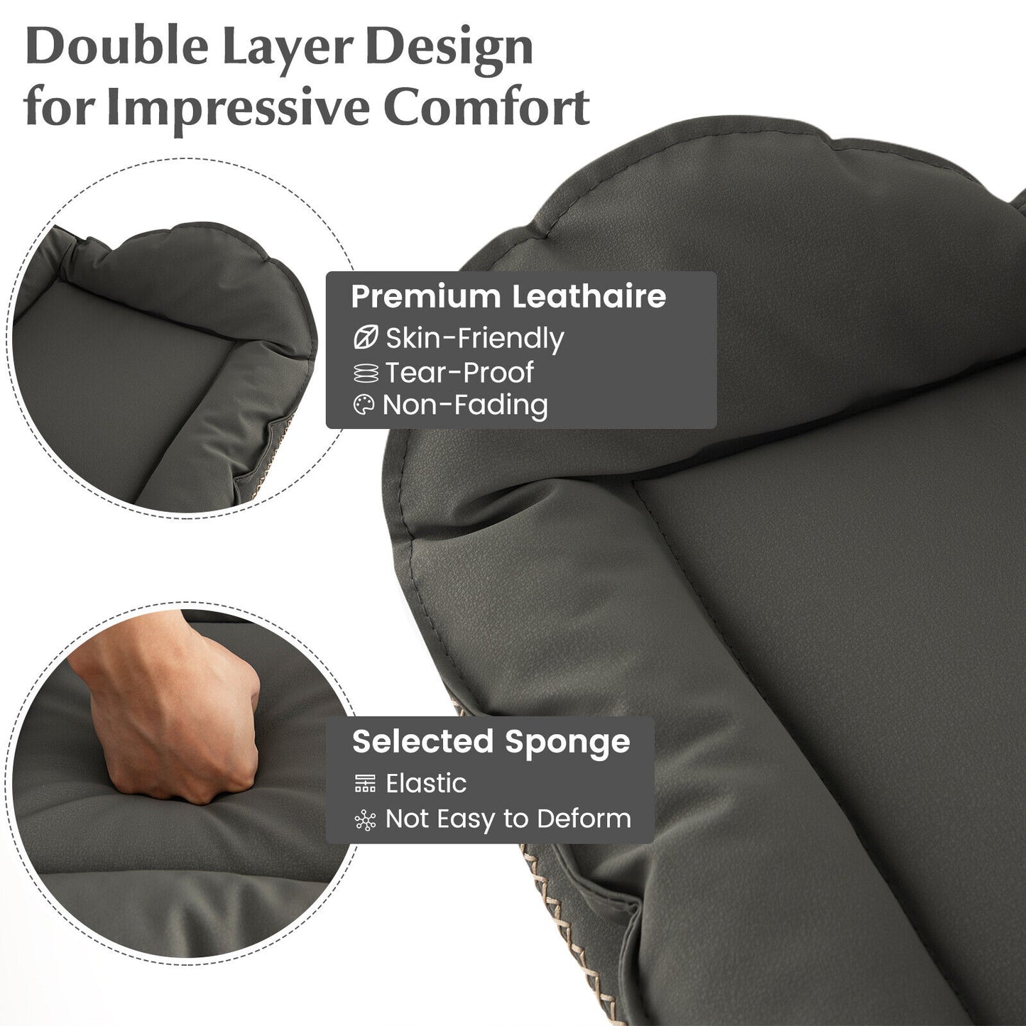 Set of 2 Stylish Swivel Bar Chairs with PU Leather Cushions Curved Support and Footrest