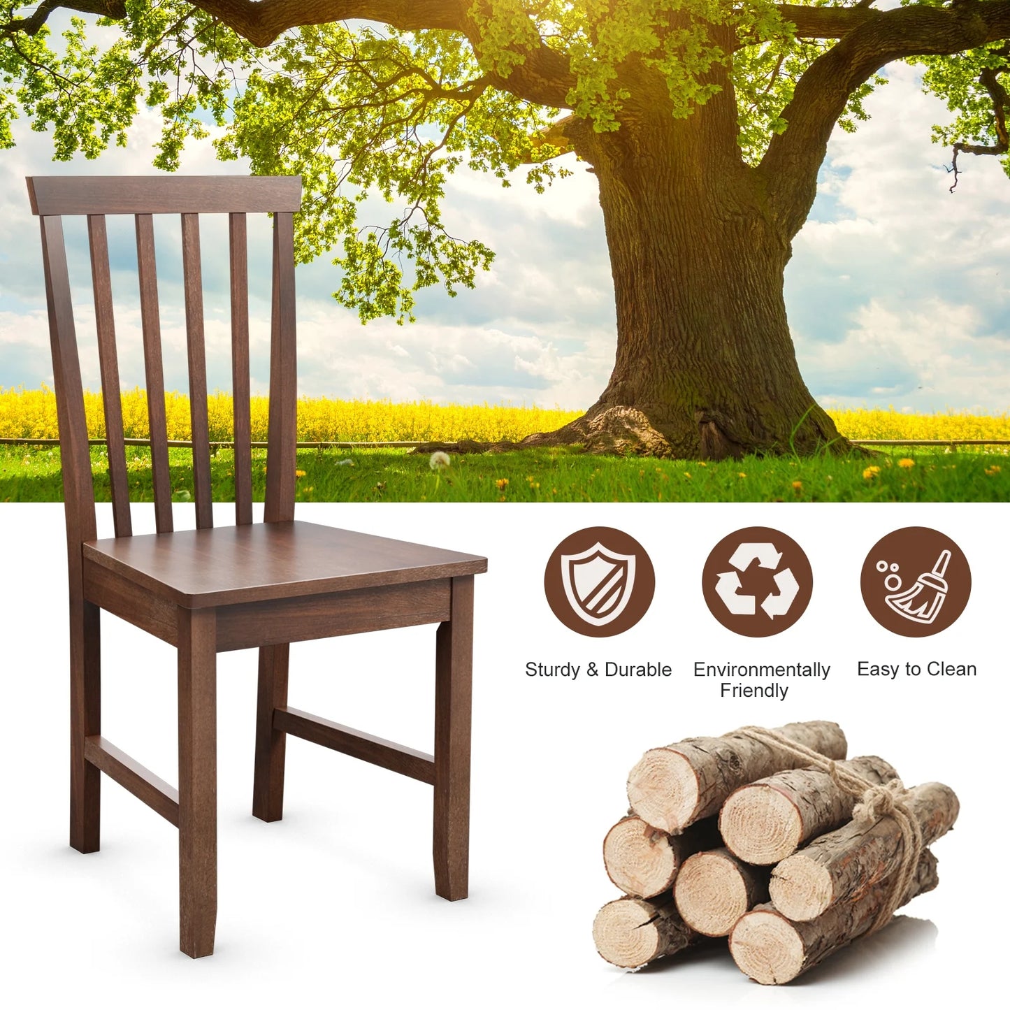 Pair of Dining Chairs with Solid Wood Legs for Dining Room and Kitchen - Stylish and Durable