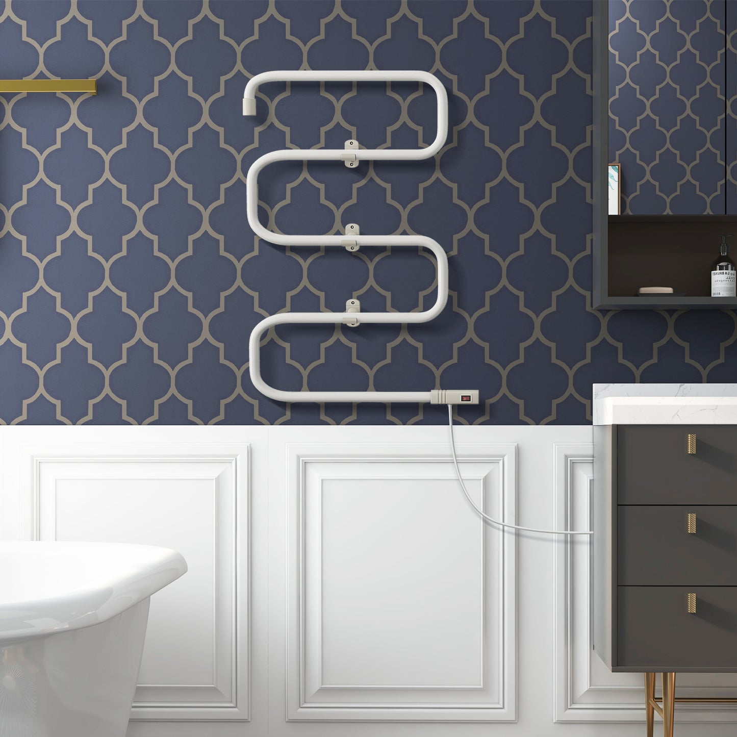 Premium White Towel Warmer - Wall-Mounted or Freestanding with 5 Bars