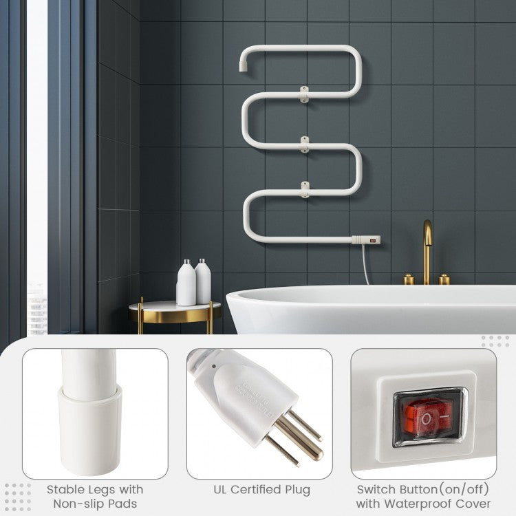 Premium White Towel Warmer - Wall-Mounted or Freestanding with 5 Bars