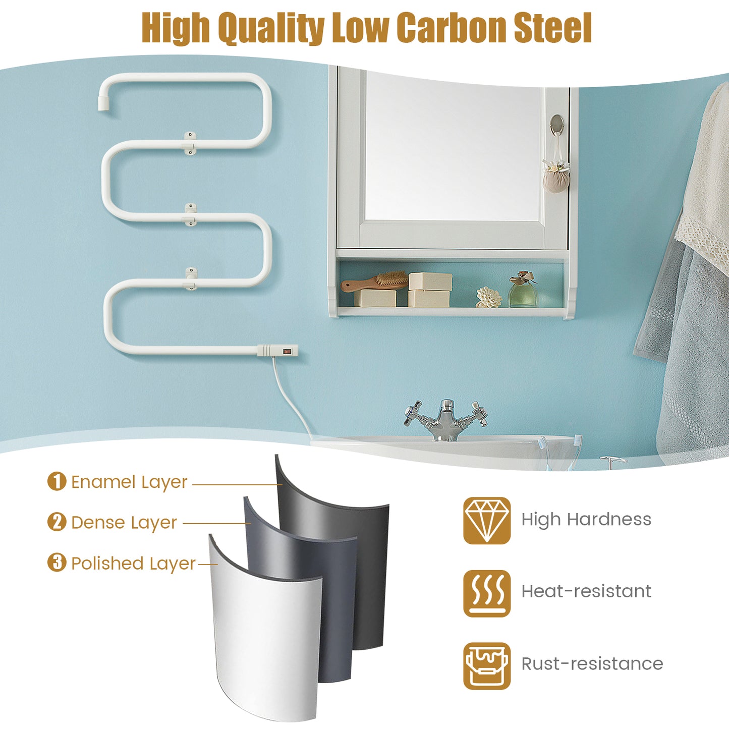 Premium White Towel Warmer - Wall-Mounted or Freestanding with 5 Bars