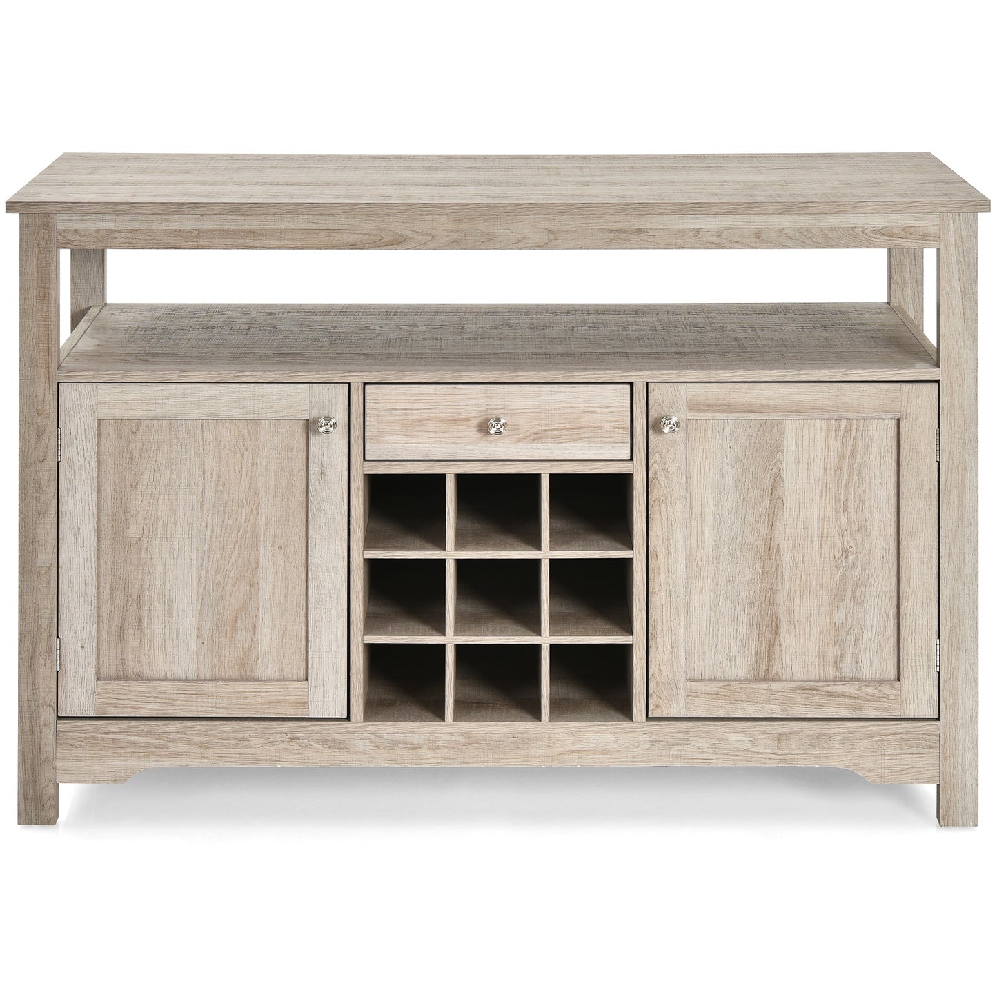 Modern Buffet Sideboard with Wine Rack Storage and Cabinets for Dining Room or Kitchen Console - Grey