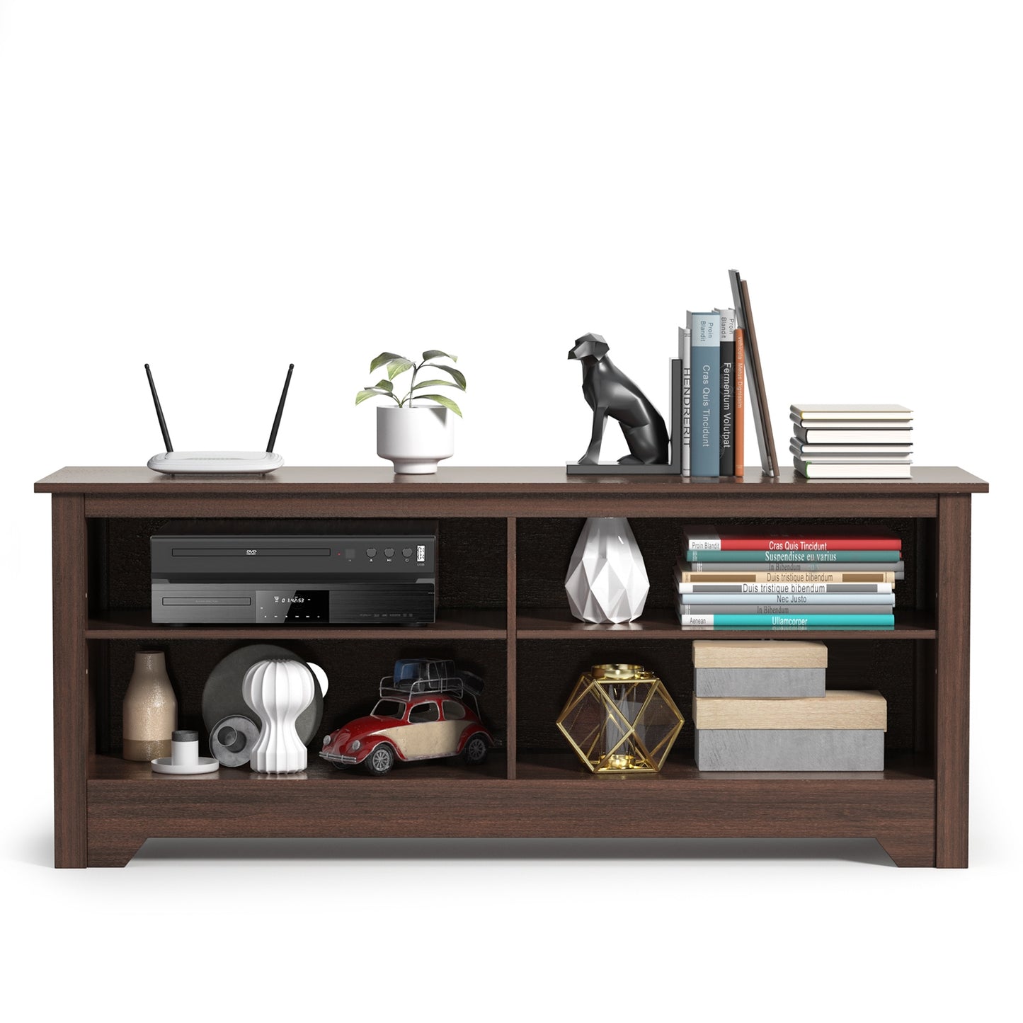 Wooden TV Stand with Adjustable Shelves for TVs up to 60 Inches