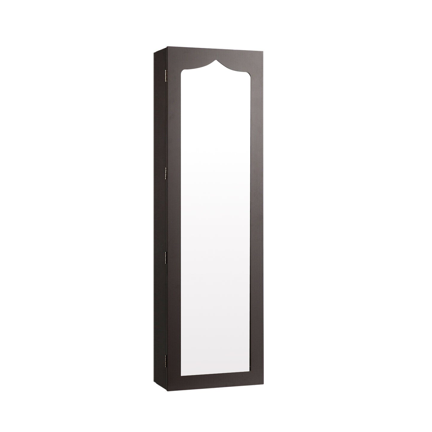 Wall or Door Mounted Mirrored Jewelry Armoire with Full-Length Mirror and 6 Drawers – Brown