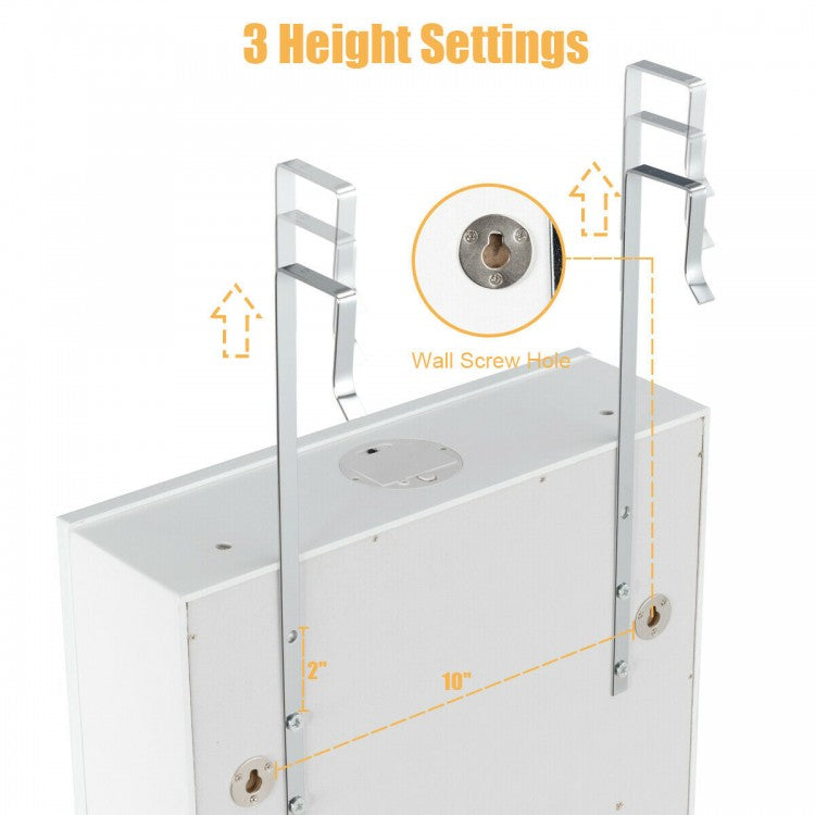 Wall or Door Mounted Mirrored Jewelry Armoire with Full-Length Mirror and 6 Drawers – White