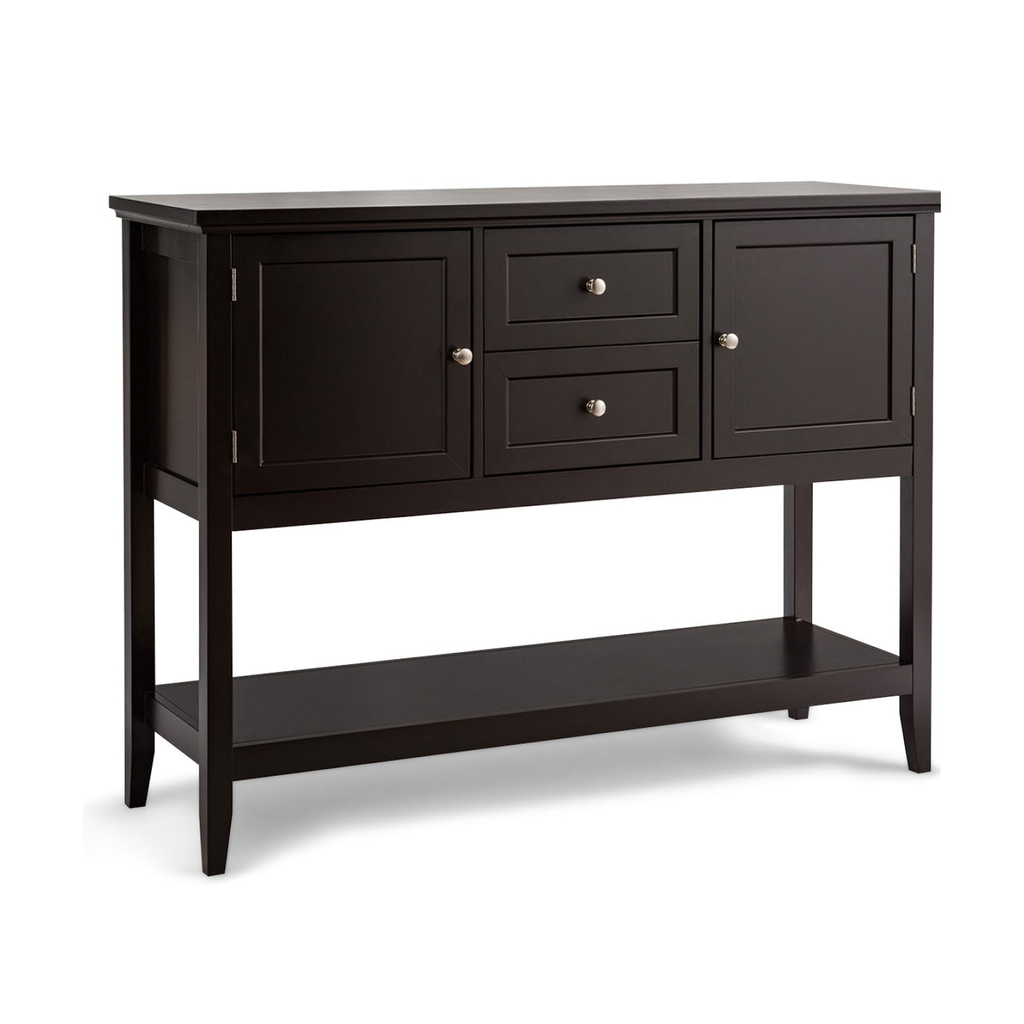 Modern Console Sideboard Table with Open Shelf and Drawers - Brown