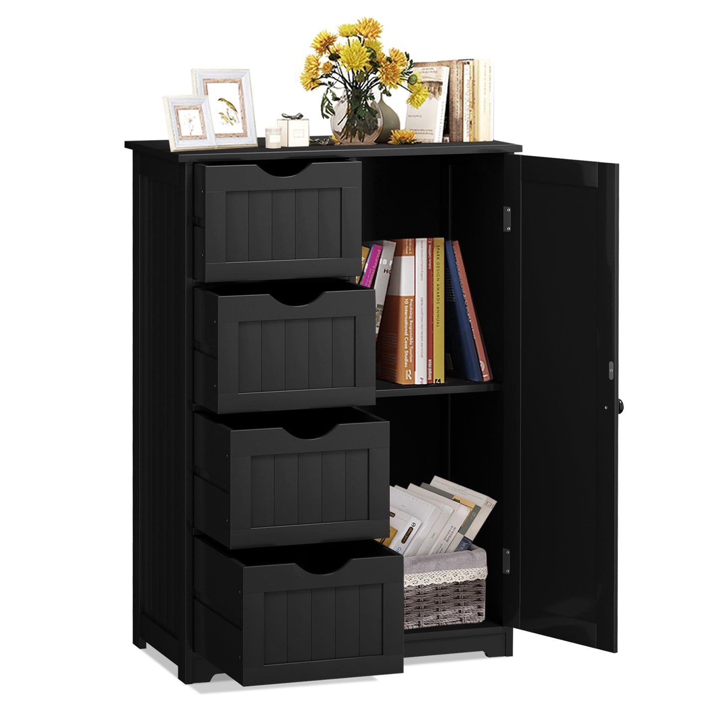 4 Drawer Wooden Standing Storage Cabinet