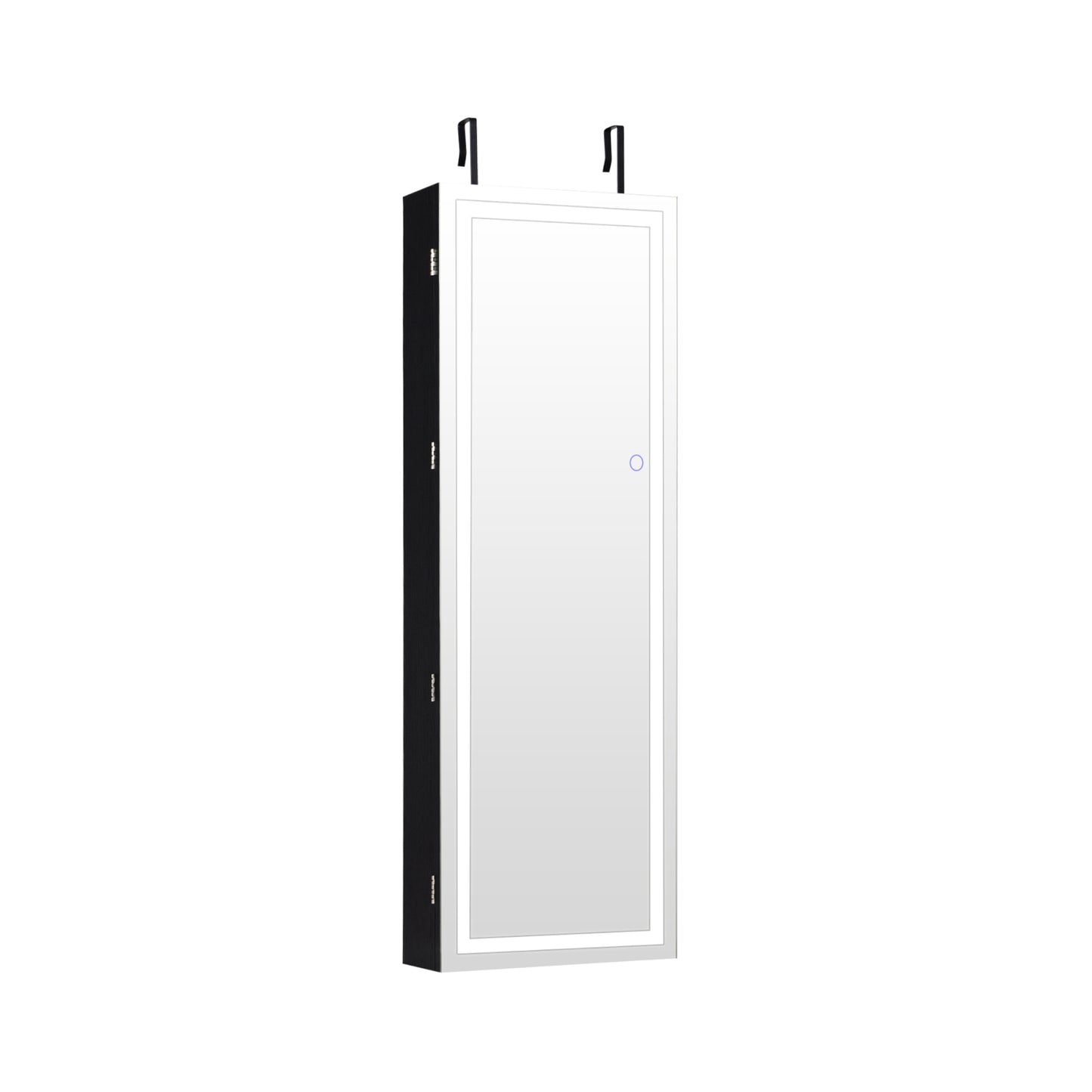 Jewelry Organizer Armoire with Full Length Mirror and Built In LED Lights Black