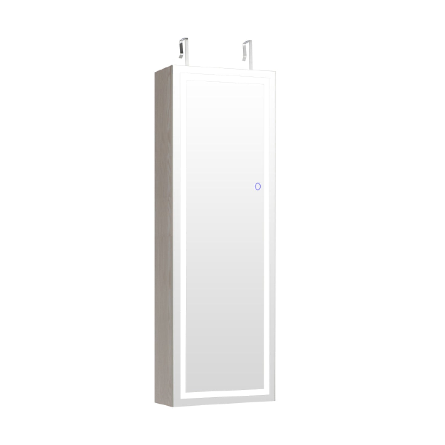 Jewelry Organizer Armoire with Full Length Mirror and Built In LED Lights White