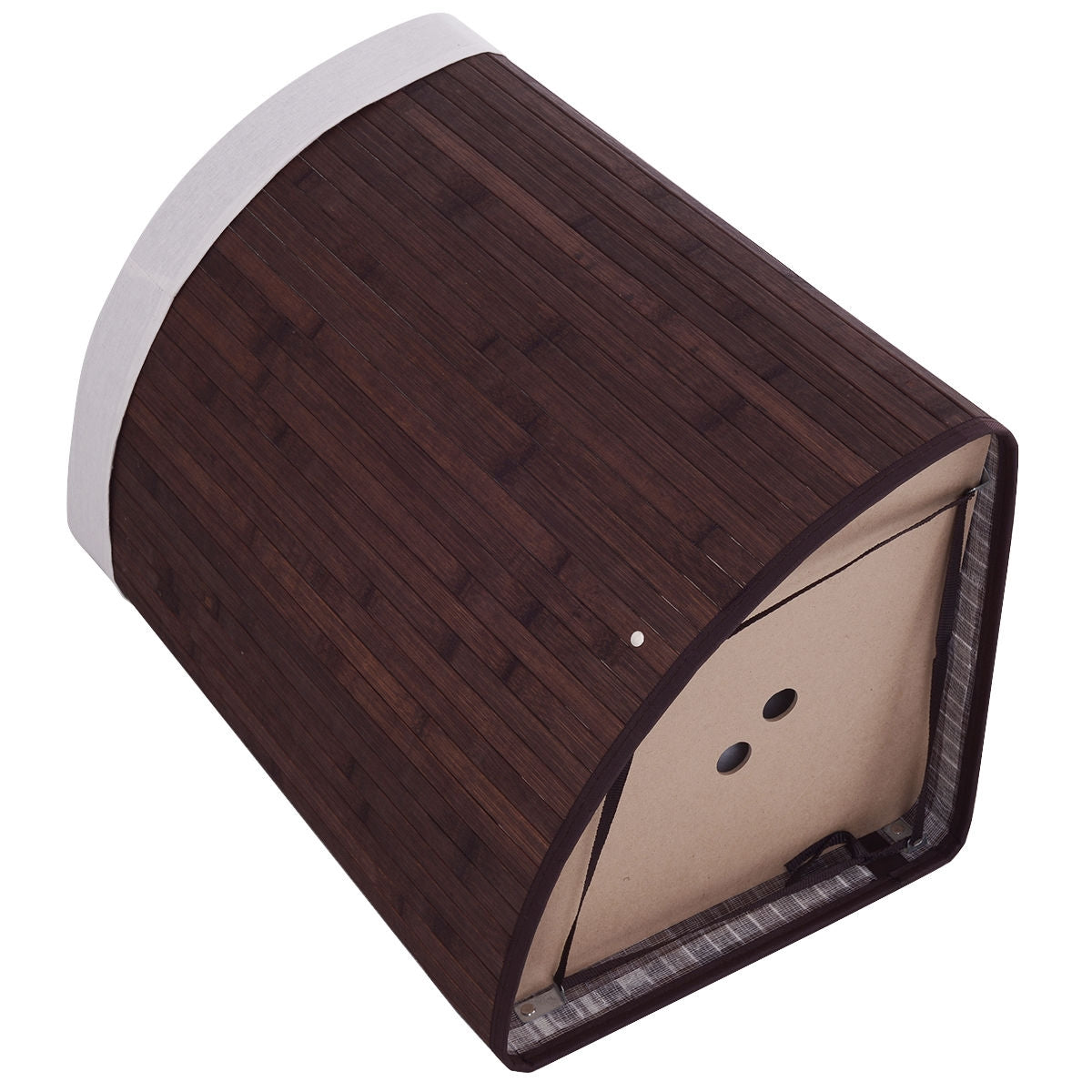Corner Space Bamboo Laundry Basket with PU Leather Handles