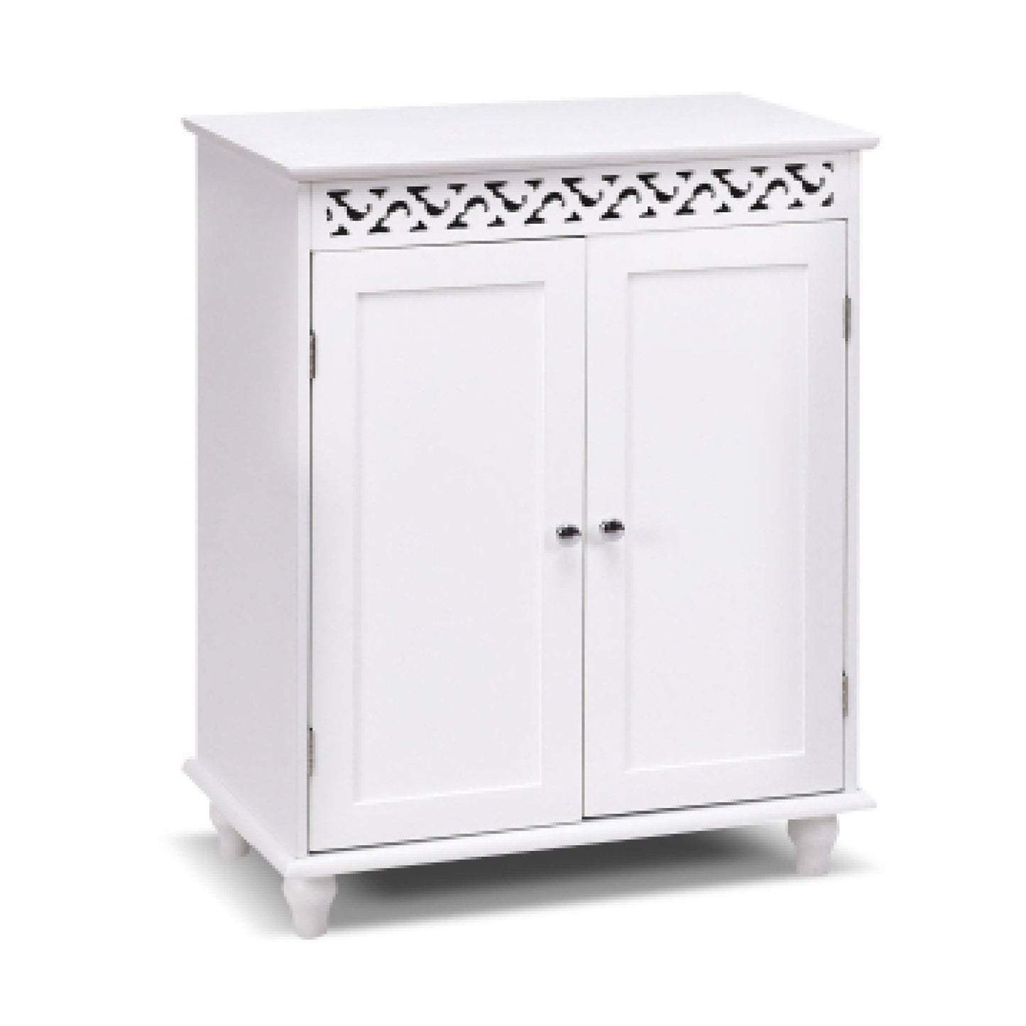 Elegant White Wooden 2 Door Storage Cabinet with Adjustable Shelves