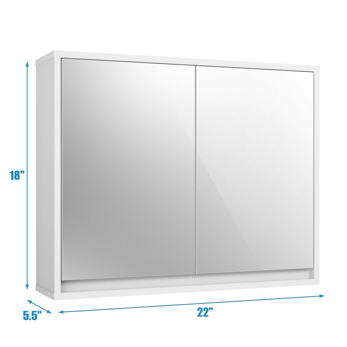 Wall-Mounted Double Mirrored Medicine Cabinet with Hidden Handle