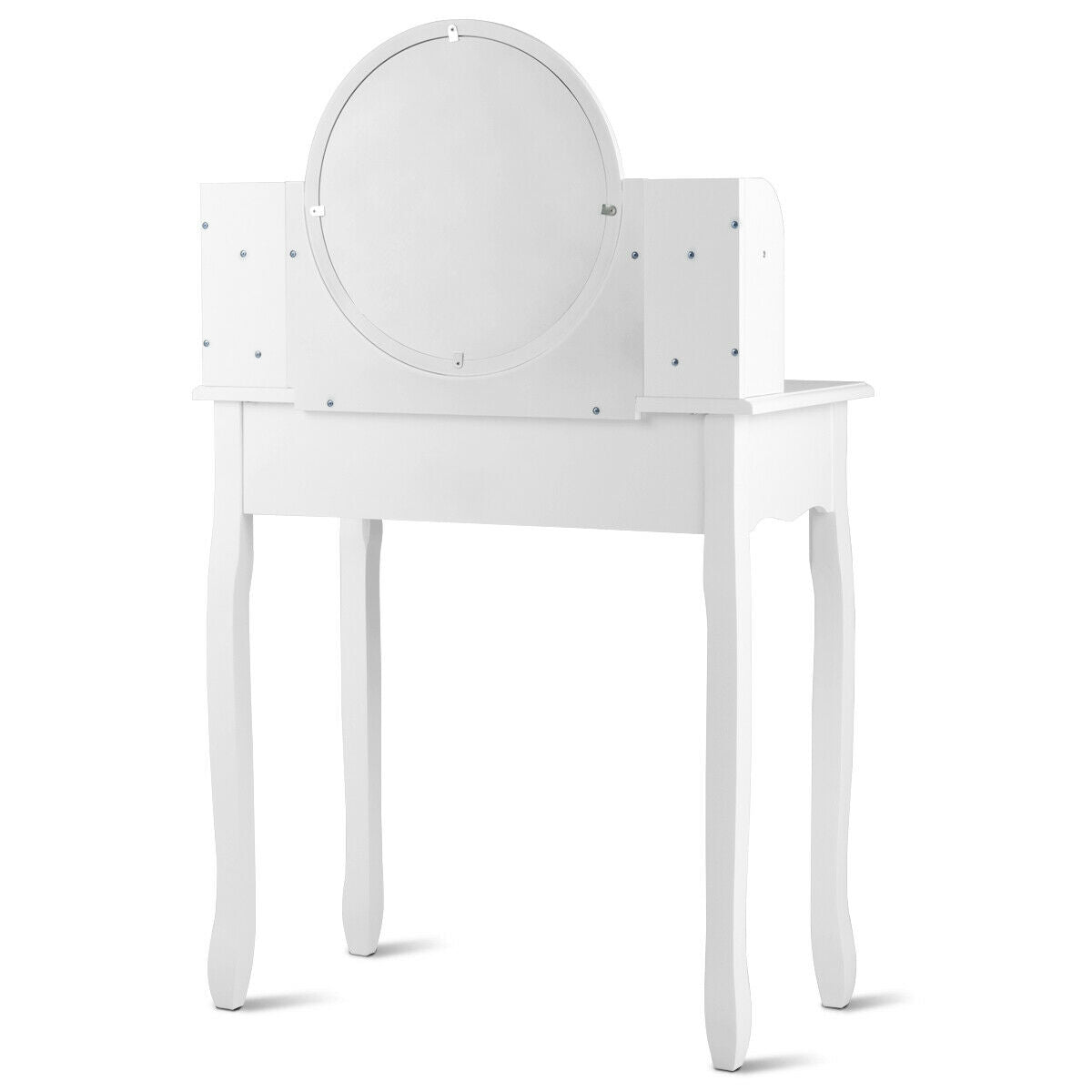 Girls Makeup Vanity Set with Oval Mirror, 4 Drawers & Cushioned Stool – White