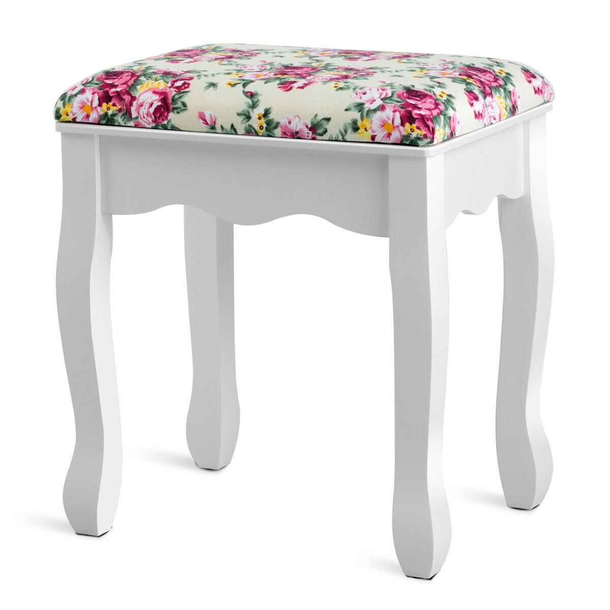 Girls Makeup Vanity Set with Oval Mirror, 4 Drawers & Cushioned Stool – White