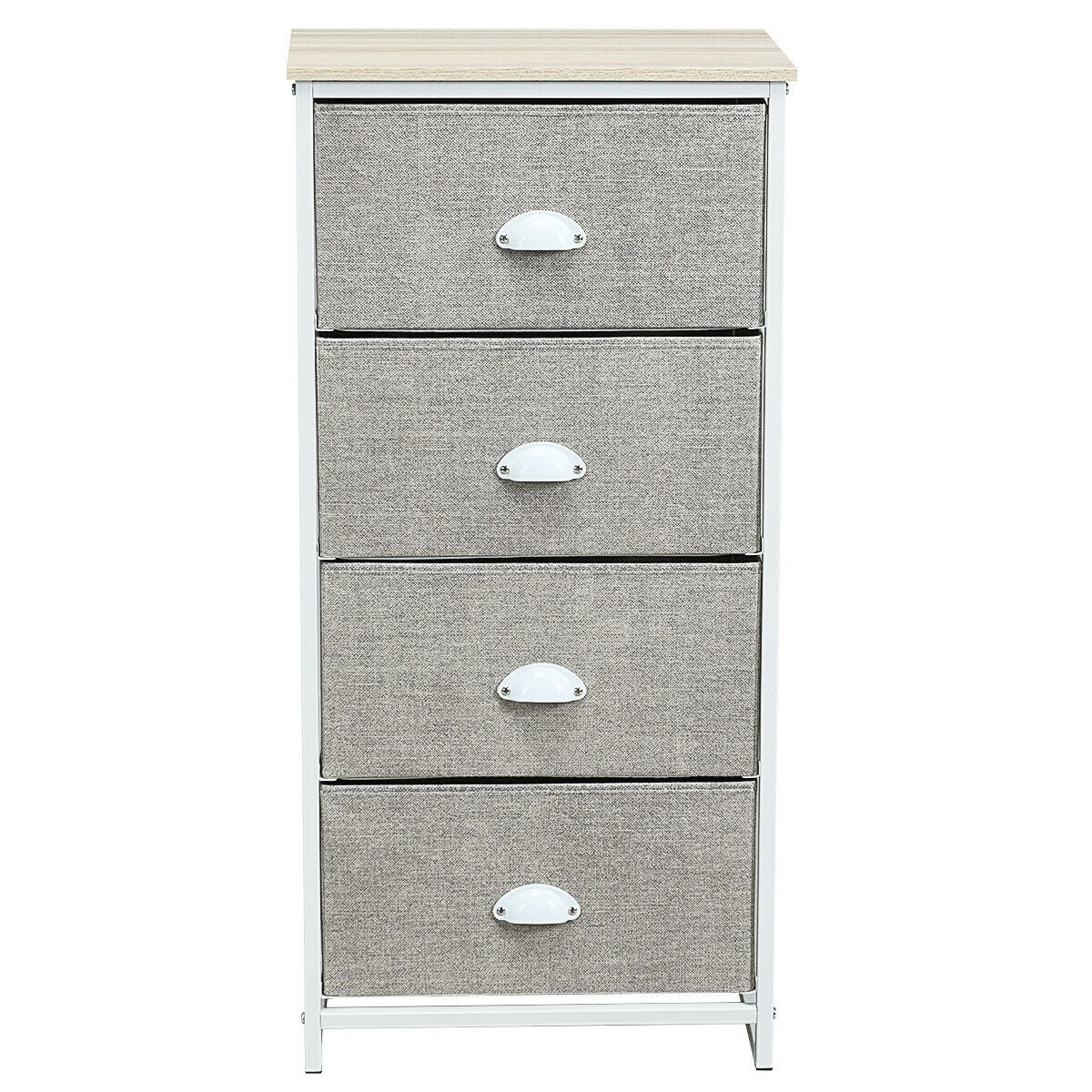 Compact 4-Drawer Storage Chest with Metal Frame and Fabric Drawers, Stylish Organizer Cabinet – Grey