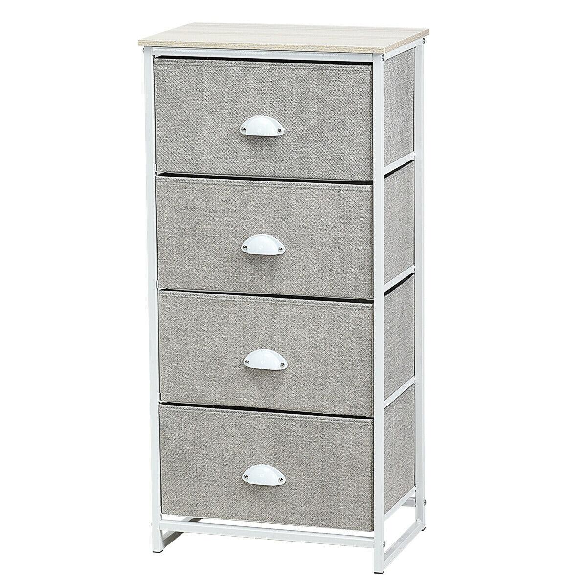 Compact 4-Drawer Storage Chest with Metal Frame and Fabric Drawers, Stylish Organizer Cabinet – Grey