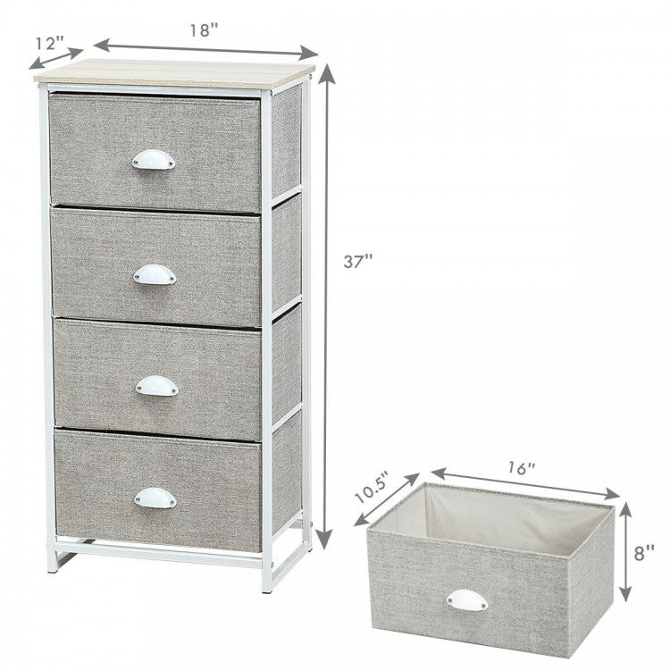Compact 4-Drawer Storage Chest with Metal Frame and Fabric Drawers, Stylish Organizer Cabinet – Grey