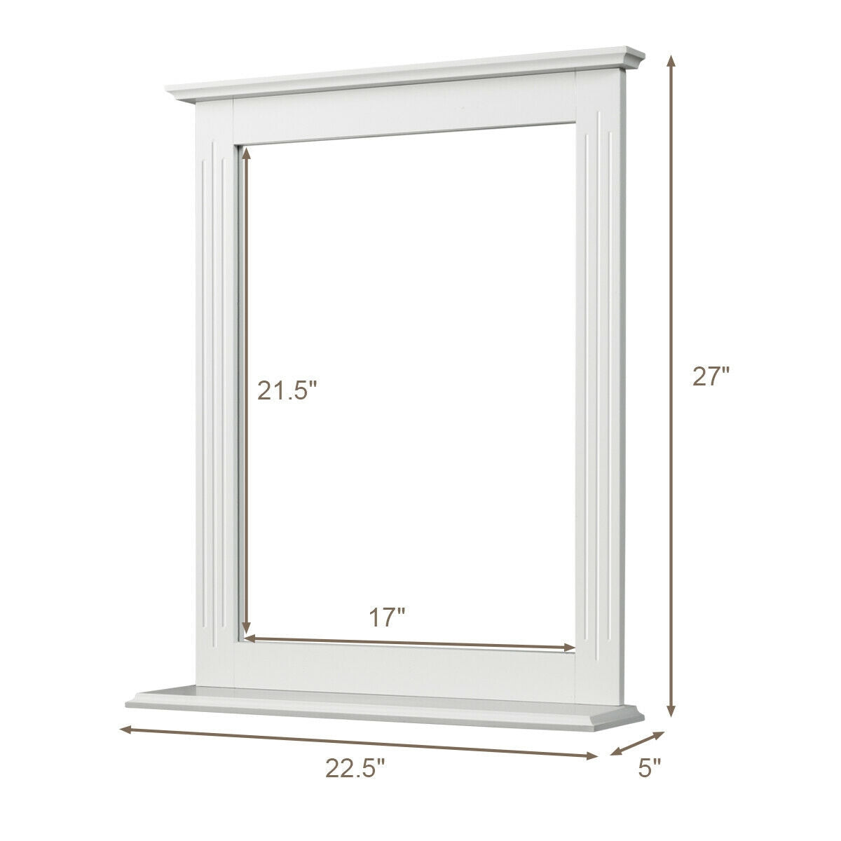 Wall-Mounted Vanity Mirror with Shelf for Storage and Elegant Design - White