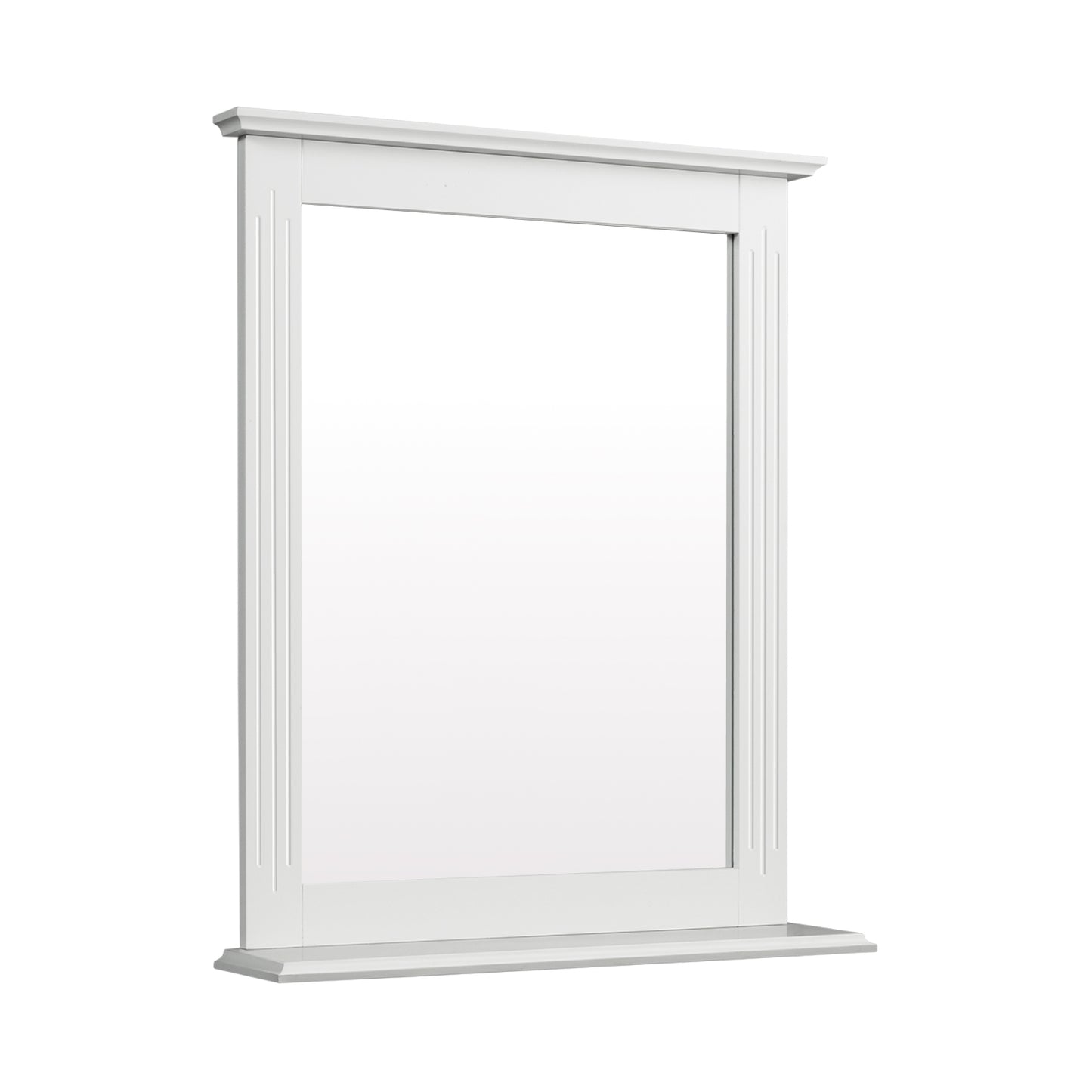 Wall-Mounted Vanity Mirror with Shelf for Storage and Elegant Design - White