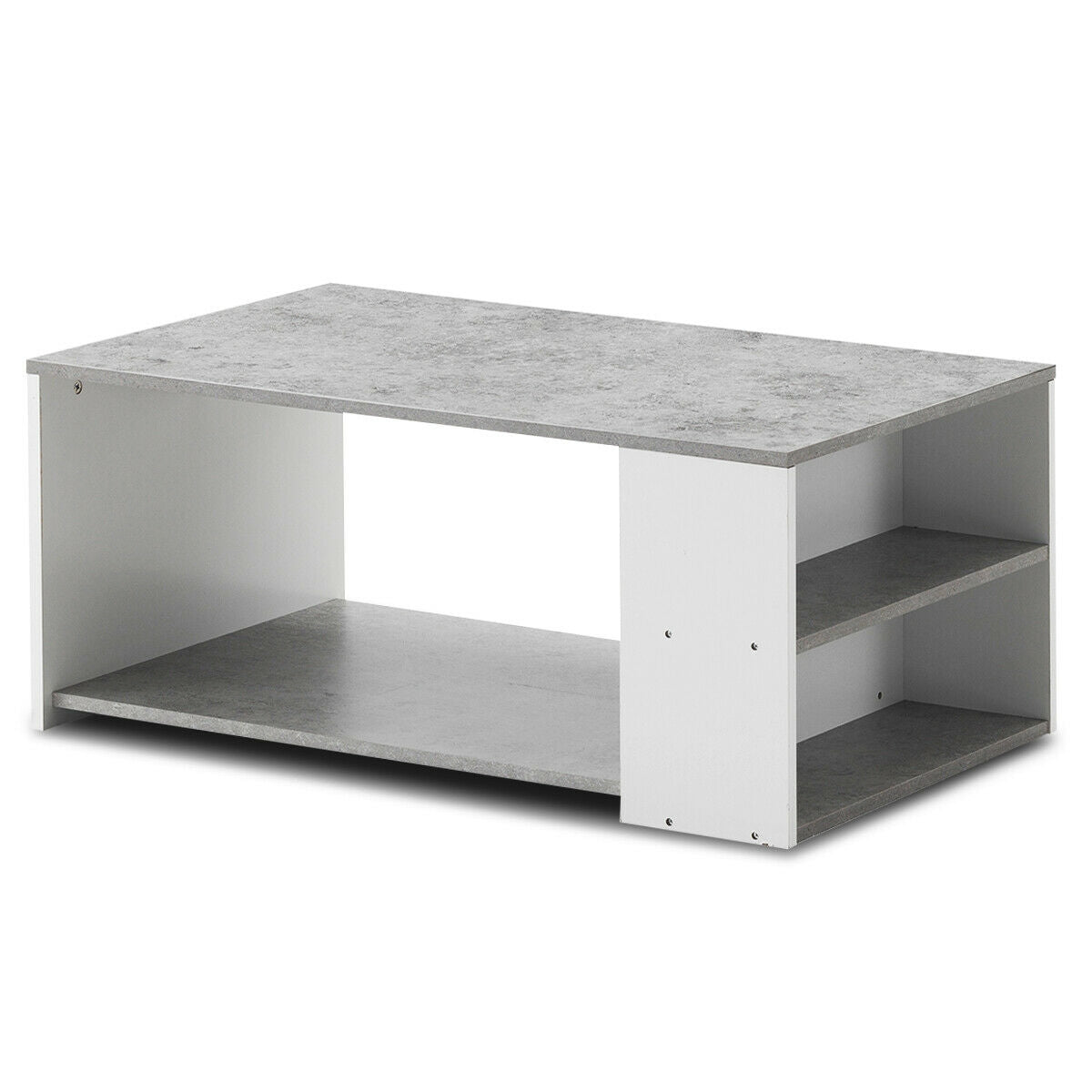Coffee Table with Multiple Storage Shelves in Grey Finish