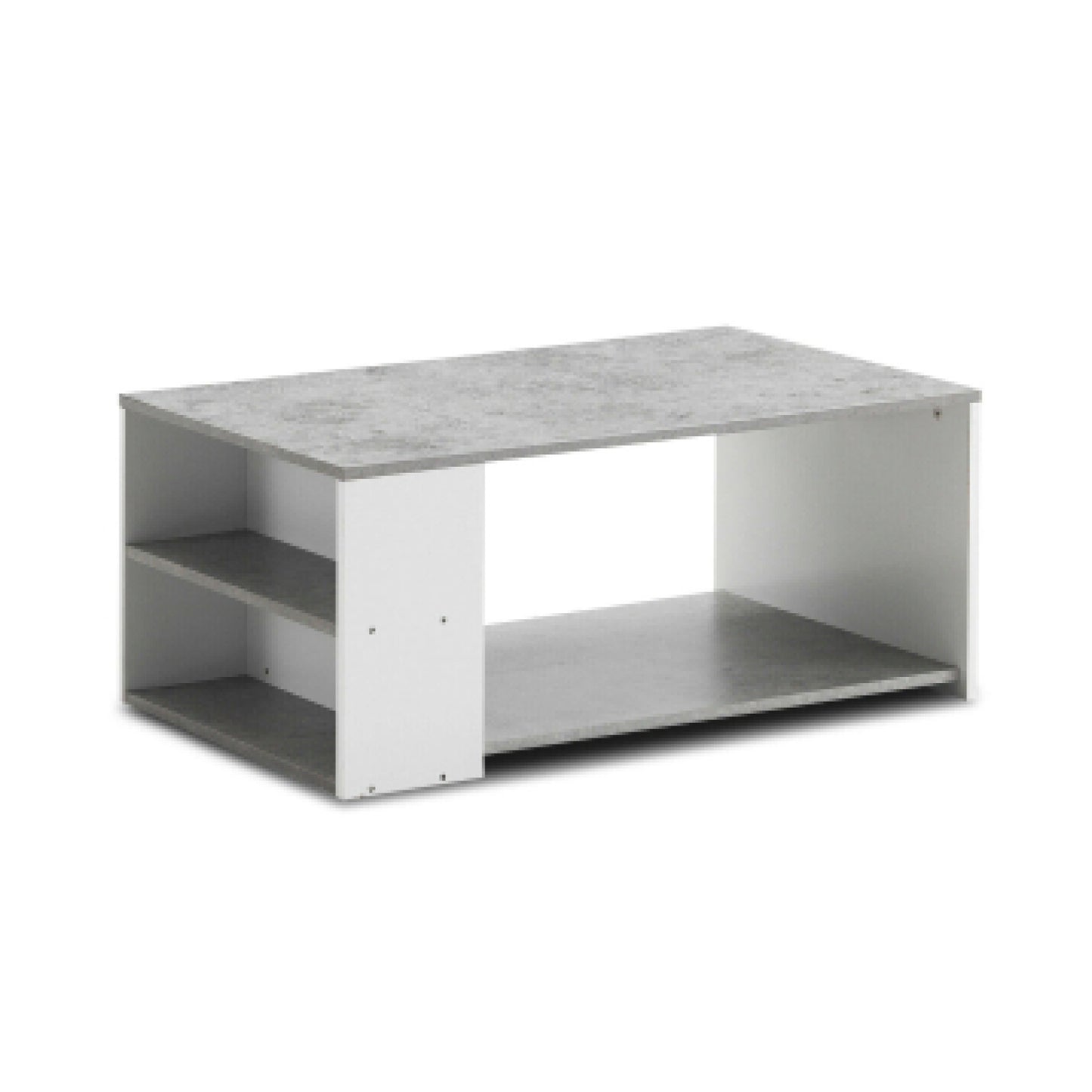 Coffee Table with Multiple Storage Shelves in Grey Finish