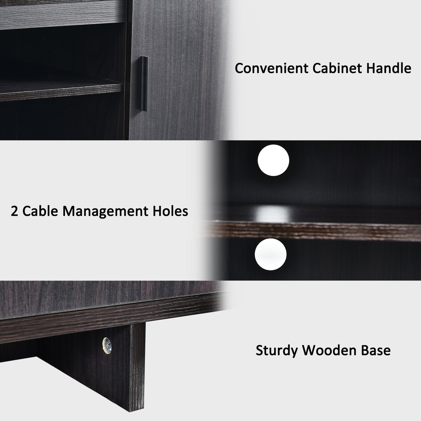 Sleek Wooden Entertainment Center with Storage Cabinets and Open Display for TVs up to 65 Inches