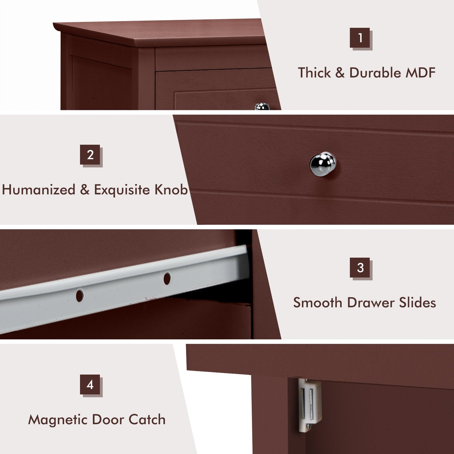 2-Tier Wood Accent Table with Drawer and Cabinet Storage in Dark Brown Finish
