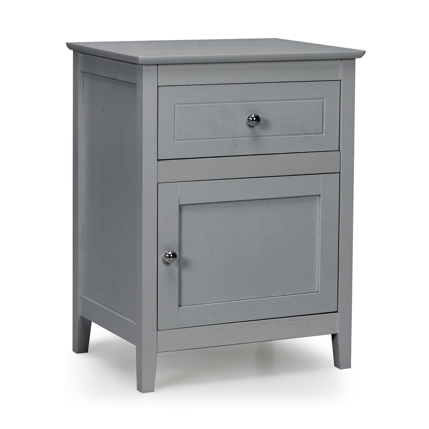2-Tier Wood Accent Table with Drawer and Cabinet Storage in Grey Finish