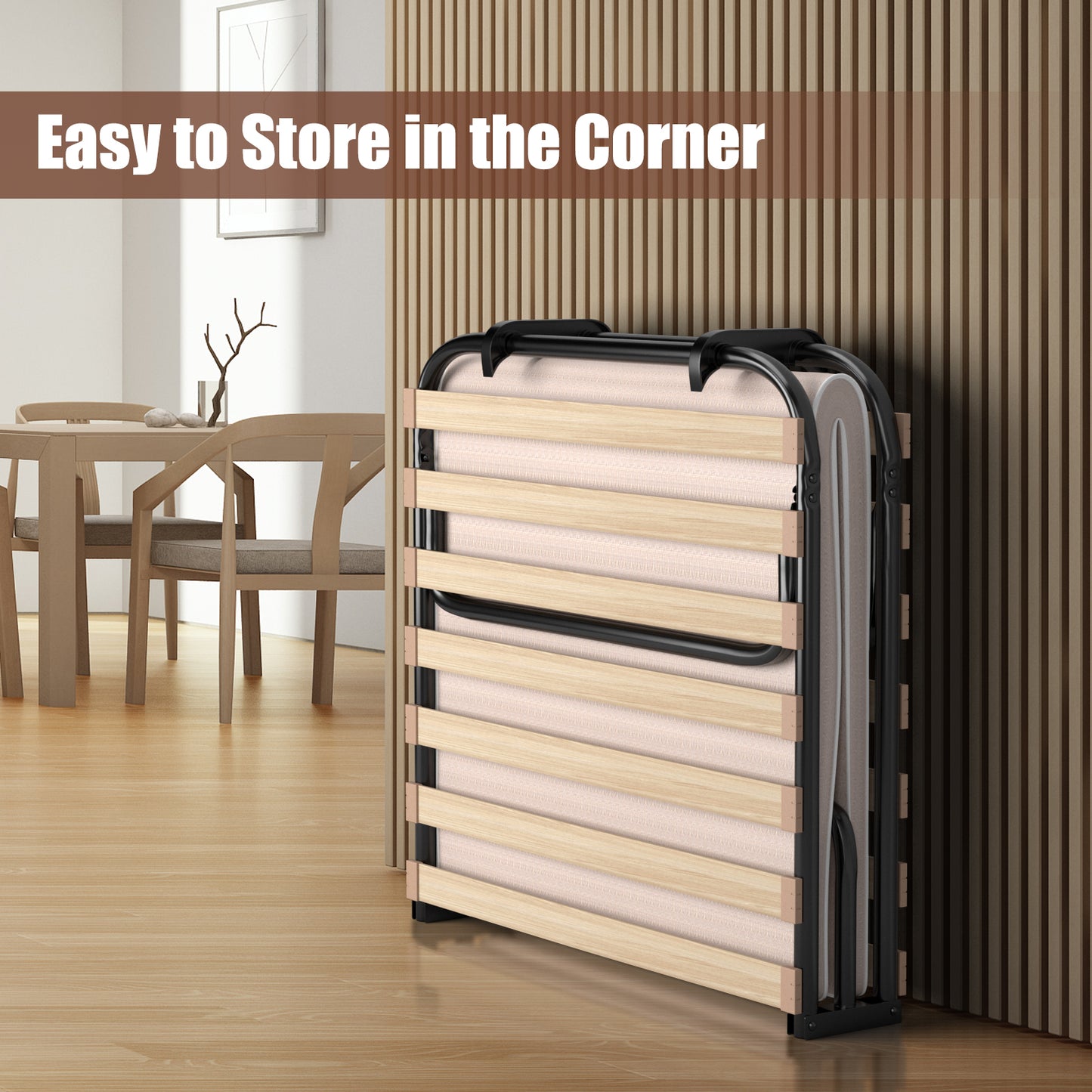 Compact Twin Folding Guest Bed with Memory Foam Mattress - Made in Italy