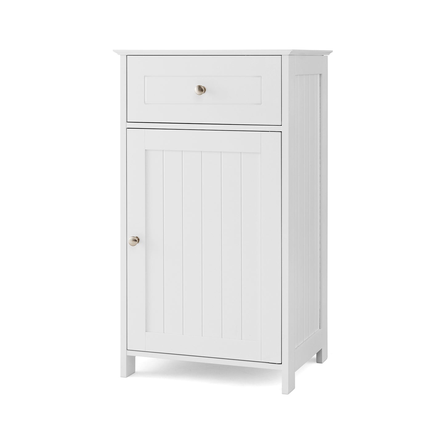 White Bathroom Cabinet with Adjustable Shelf & Drawer