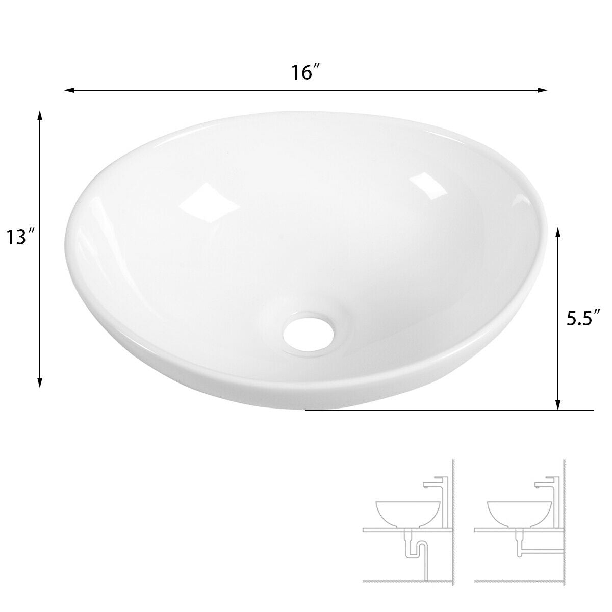 Premium Ceramic Oval Vessel Sink