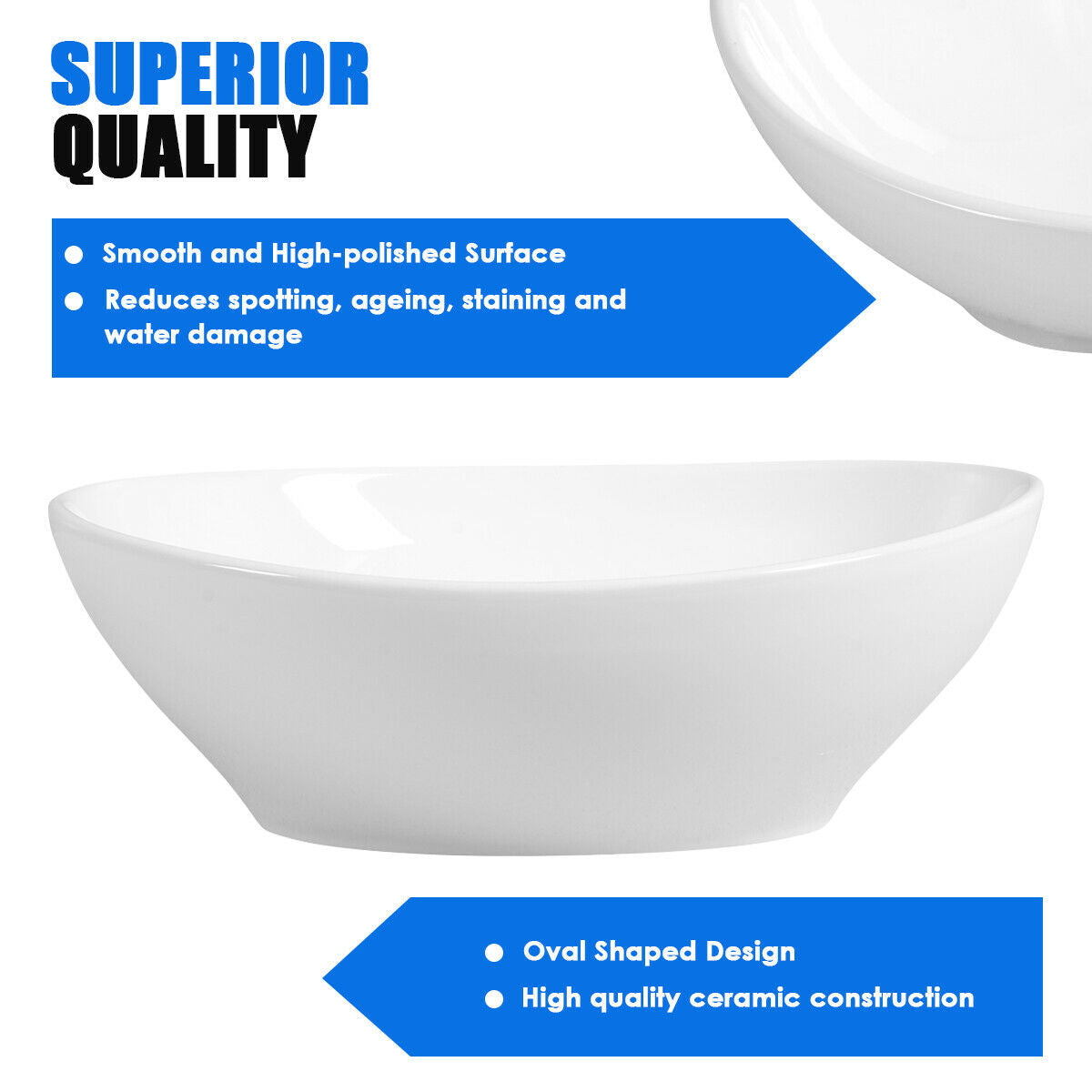 Premium Ceramic Oval Vessel Sink