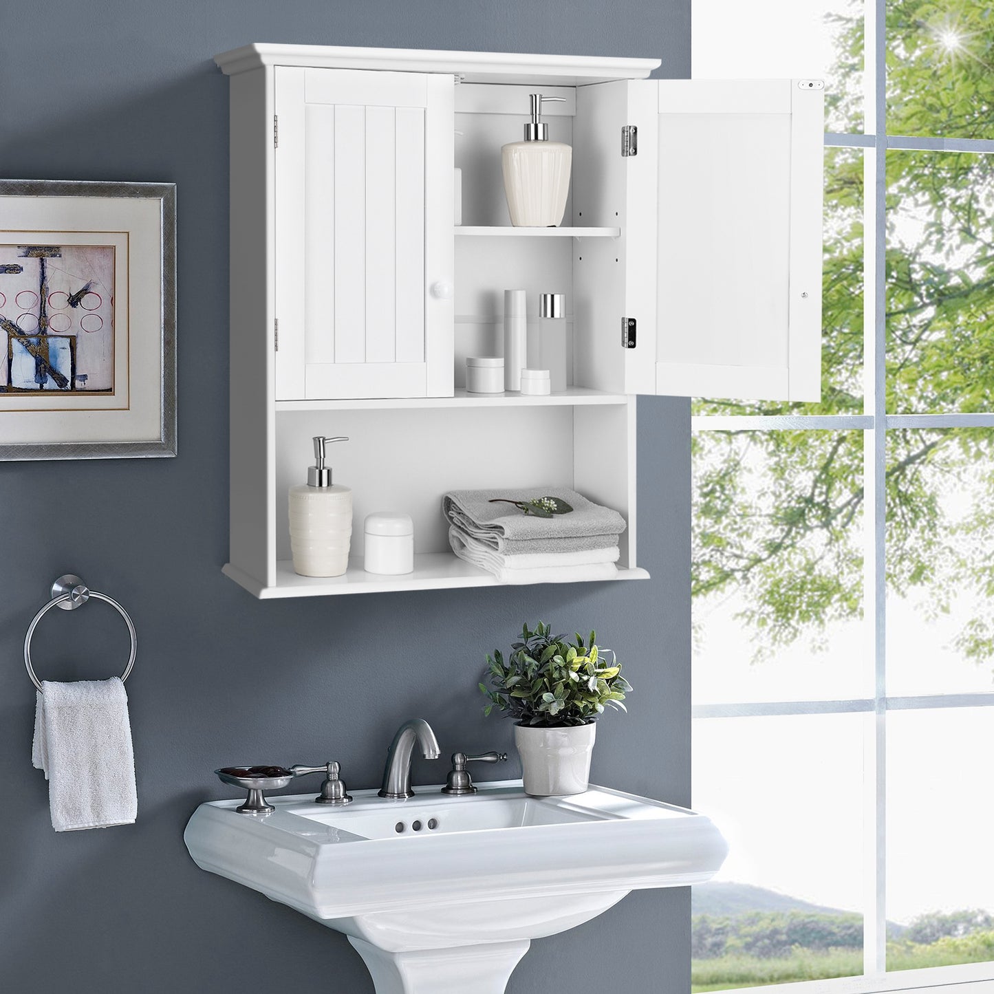 Wall-Mounted Medicine Cabinet with Adjustable Shelves and Storage