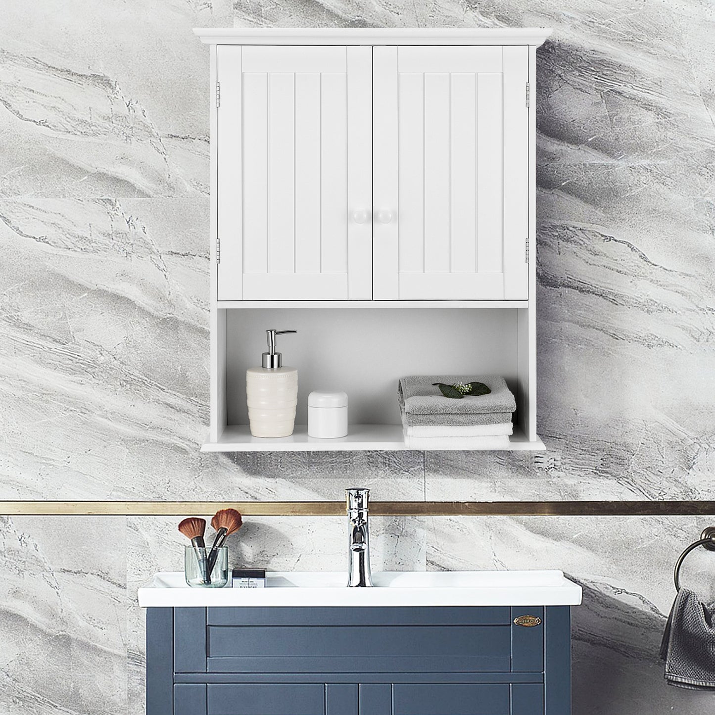 Wall-Mounted Medicine Cabinet with Adjustable Shelves and Storage