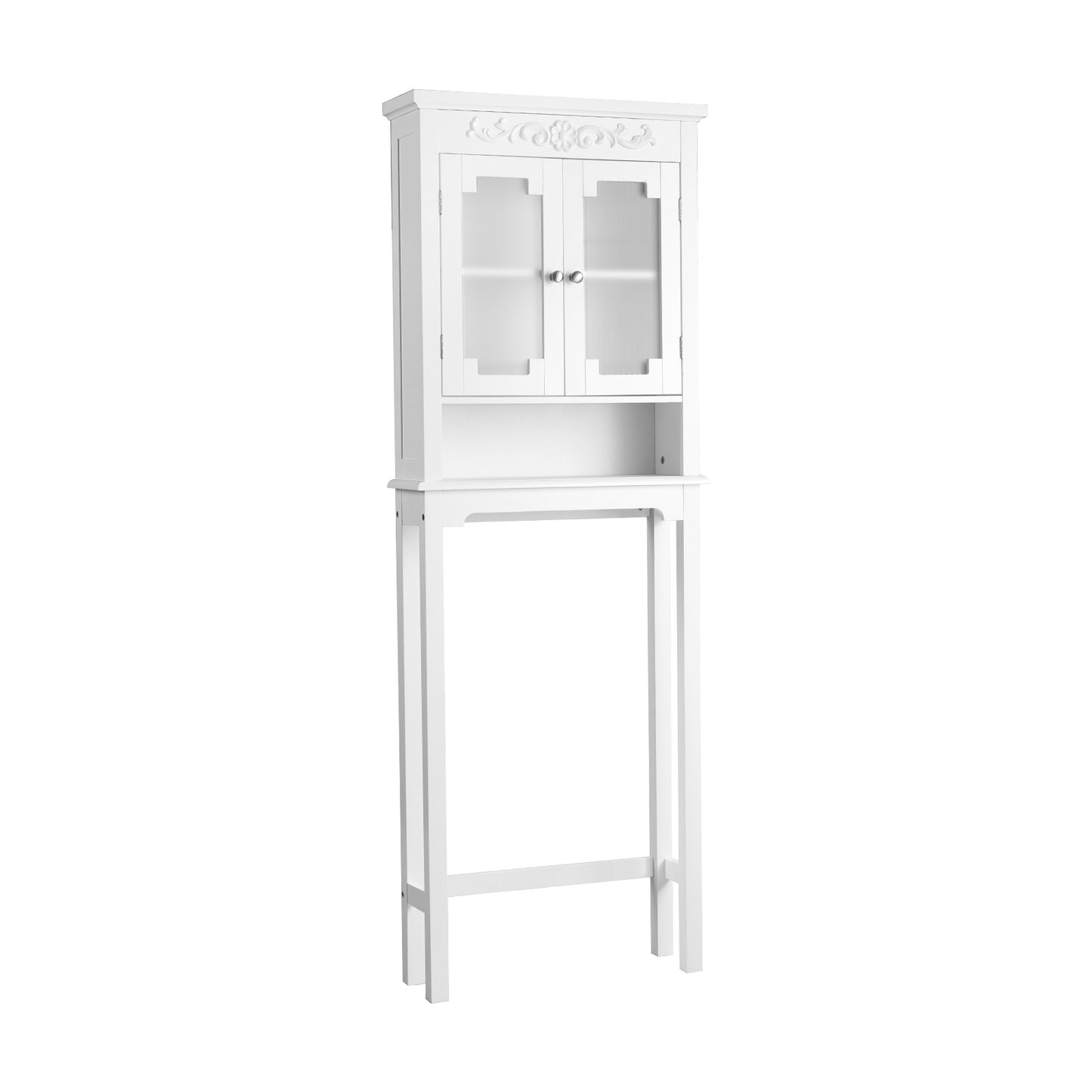 3 Tier Bathroom Space Saver Toilet Rack with Adjustable Shelf and Carved Top Design