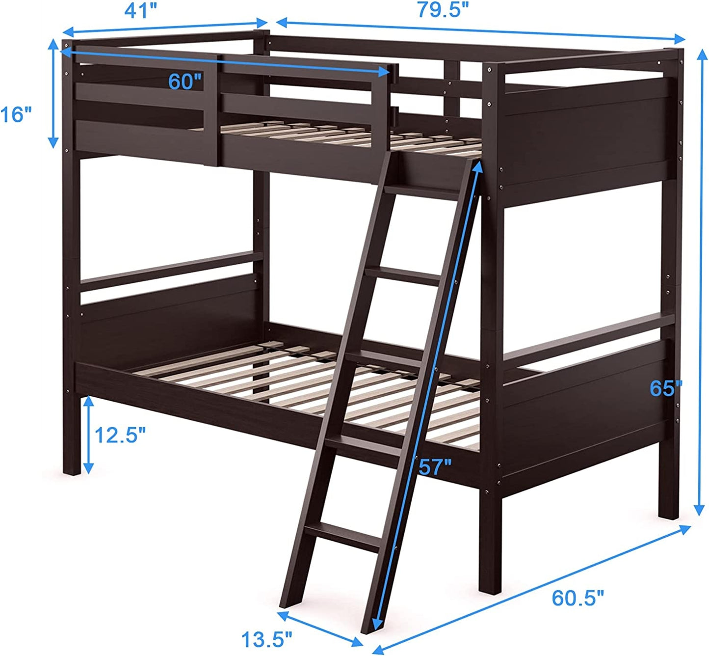 Convertible Twin Over Twin Wooden Bunk Bed
