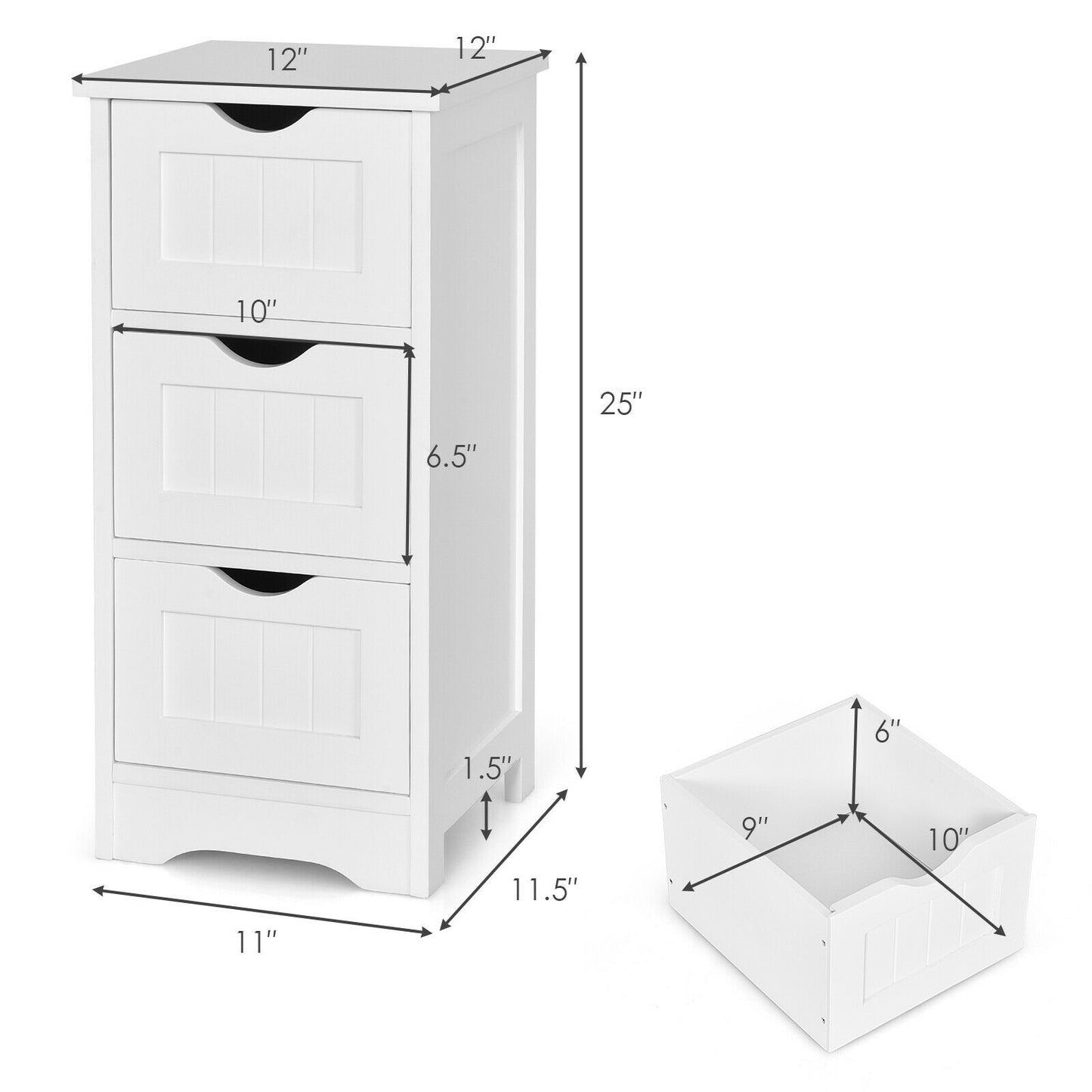 Elegant 3 Tier Freestanding Wooden Bathroom Storage Cabinet