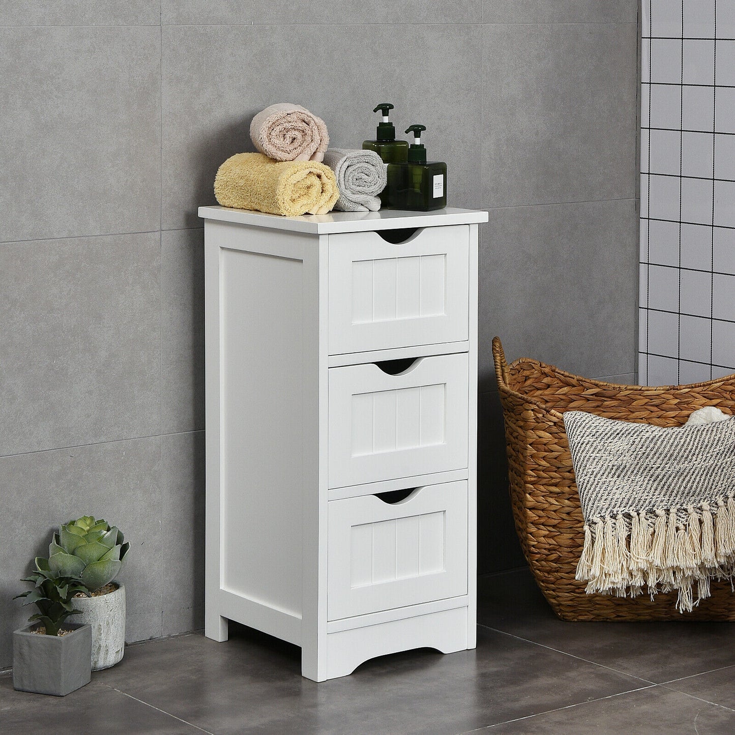 Elegant 3 Tier Freestanding Wooden Bathroom Storage Cabinet
