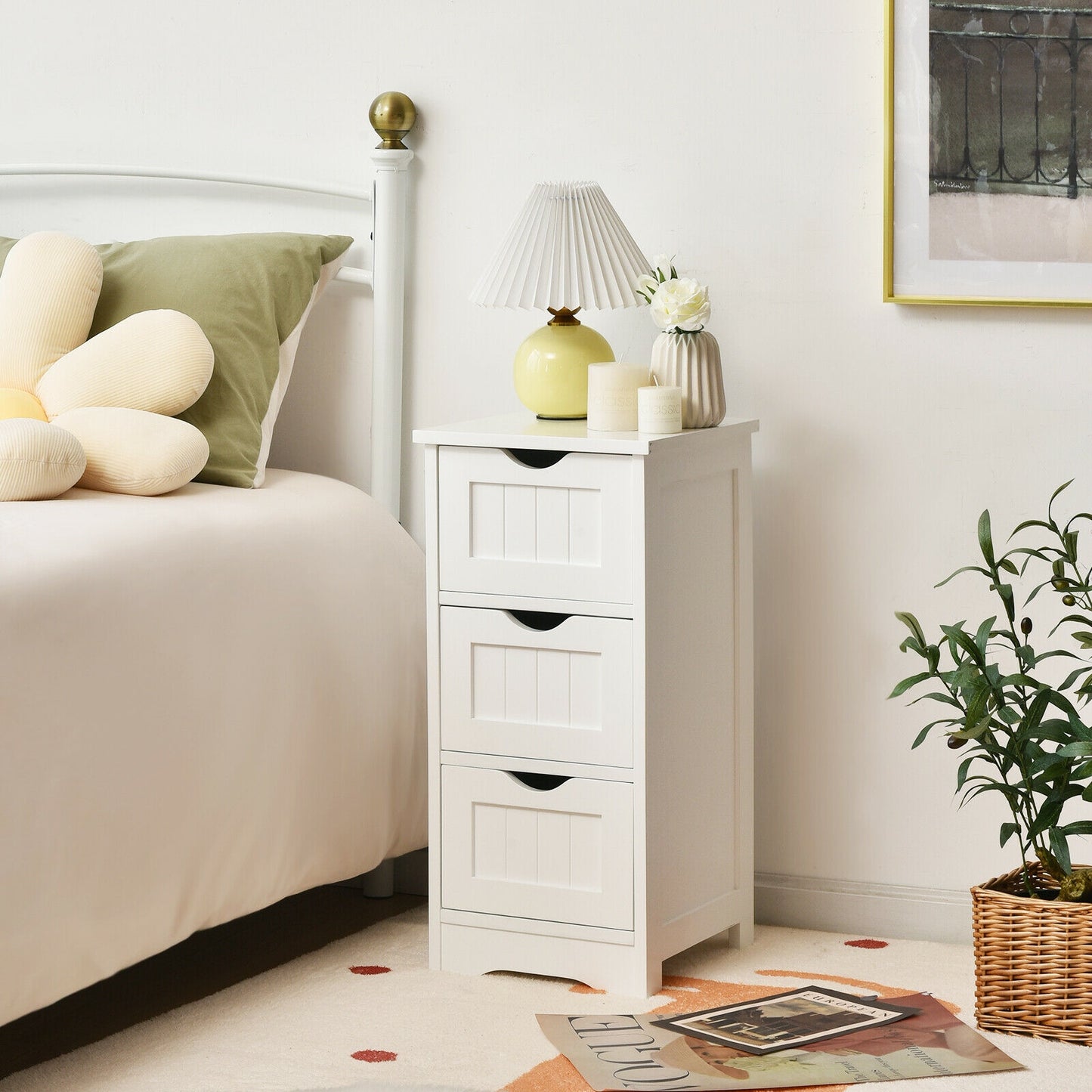 Elegant 3 Tier Freestanding Wooden Bathroom Storage Cabinet