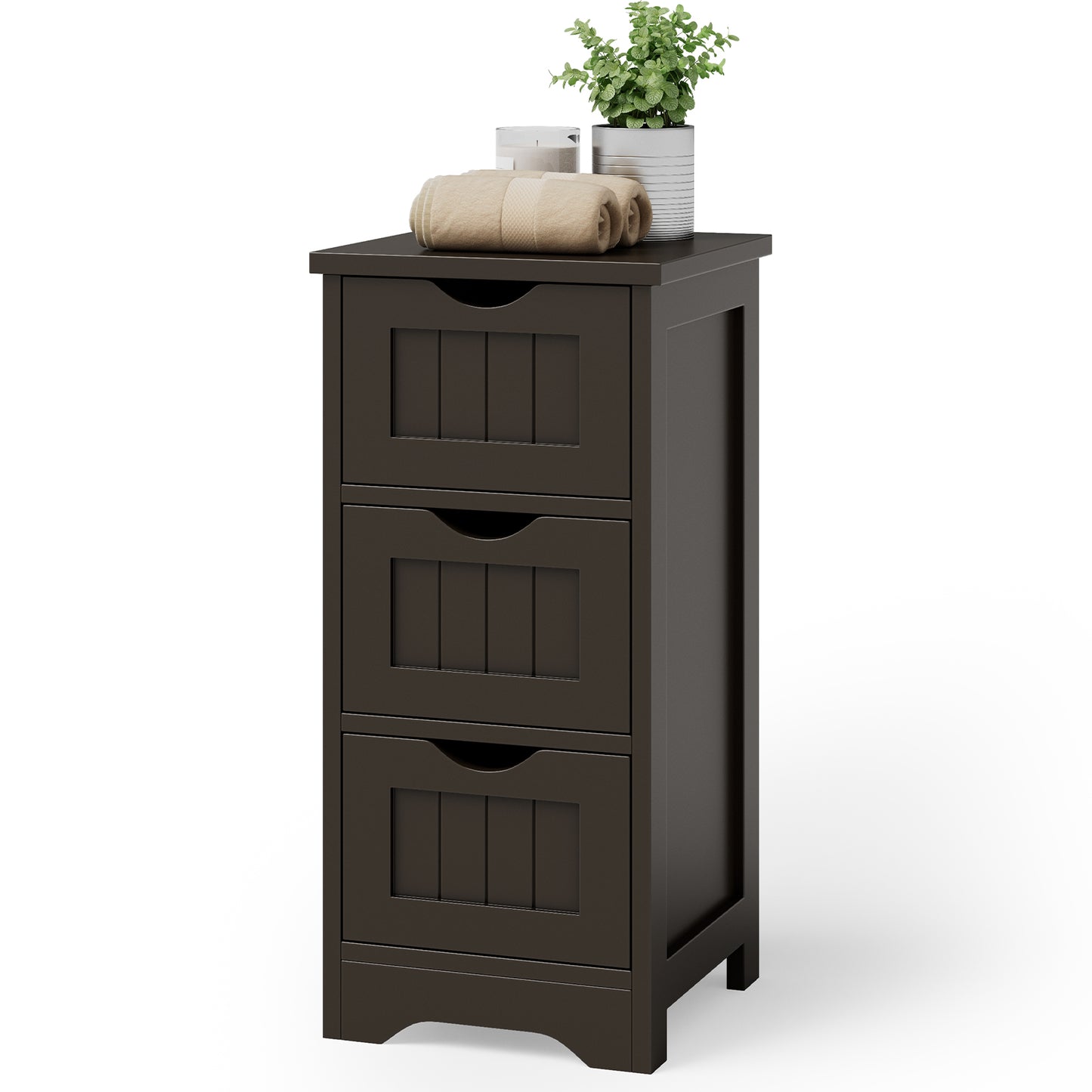 Elegant 3 Tier Freestanding Wooden Bathroom Storage Cabinet