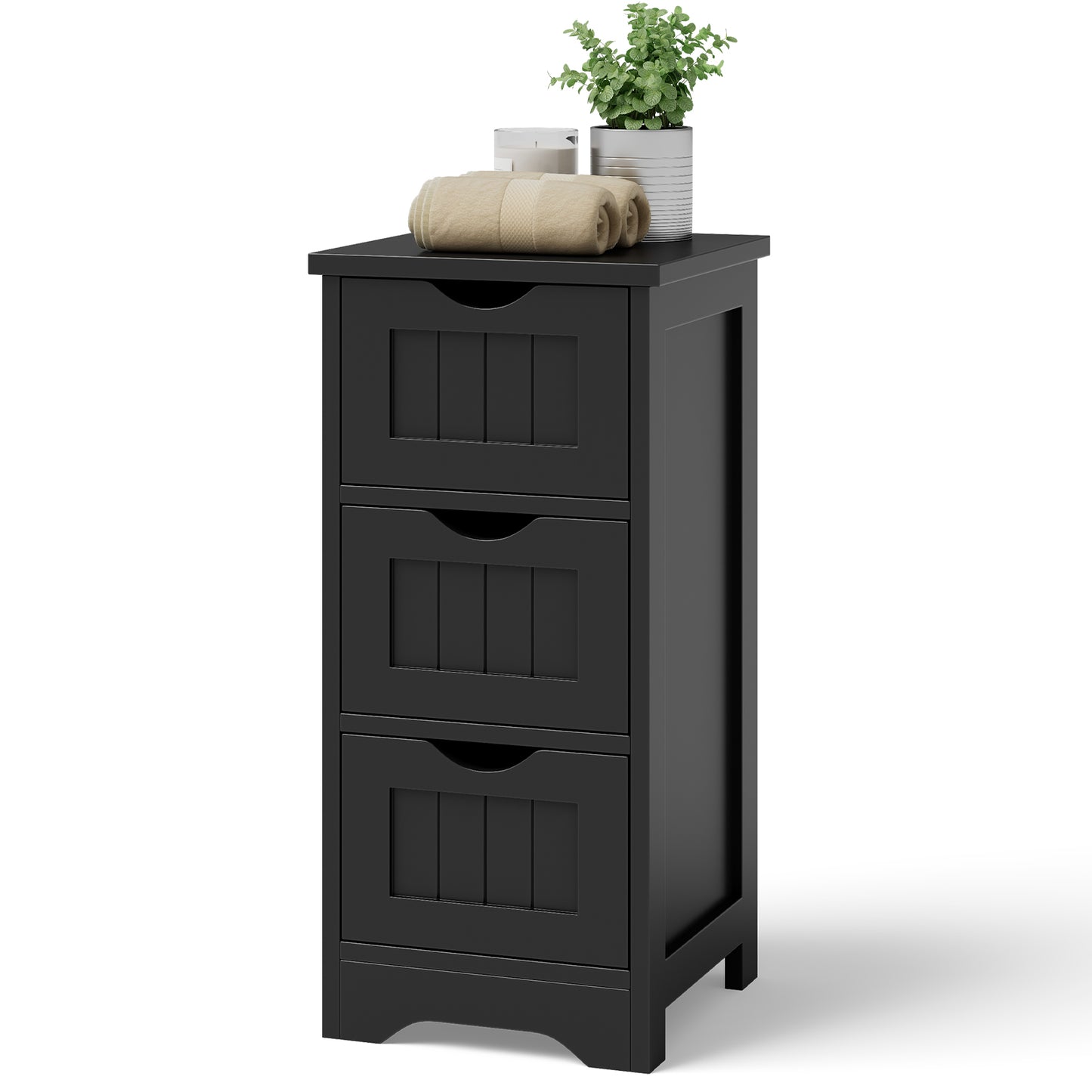 Elegant 3 Tier Freestanding Wooden Bathroom Storage Cabinet