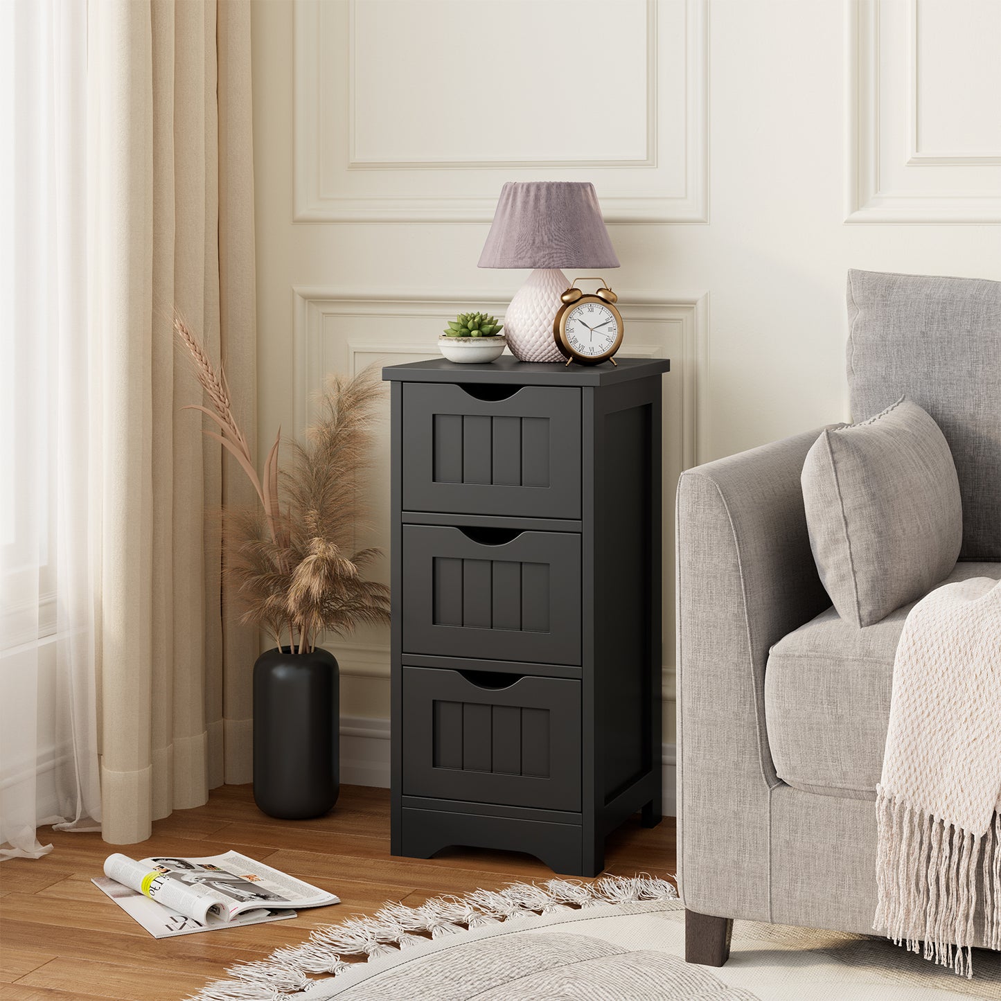 Elegant 3 Tier Freestanding Wooden Bathroom Storage Cabinet